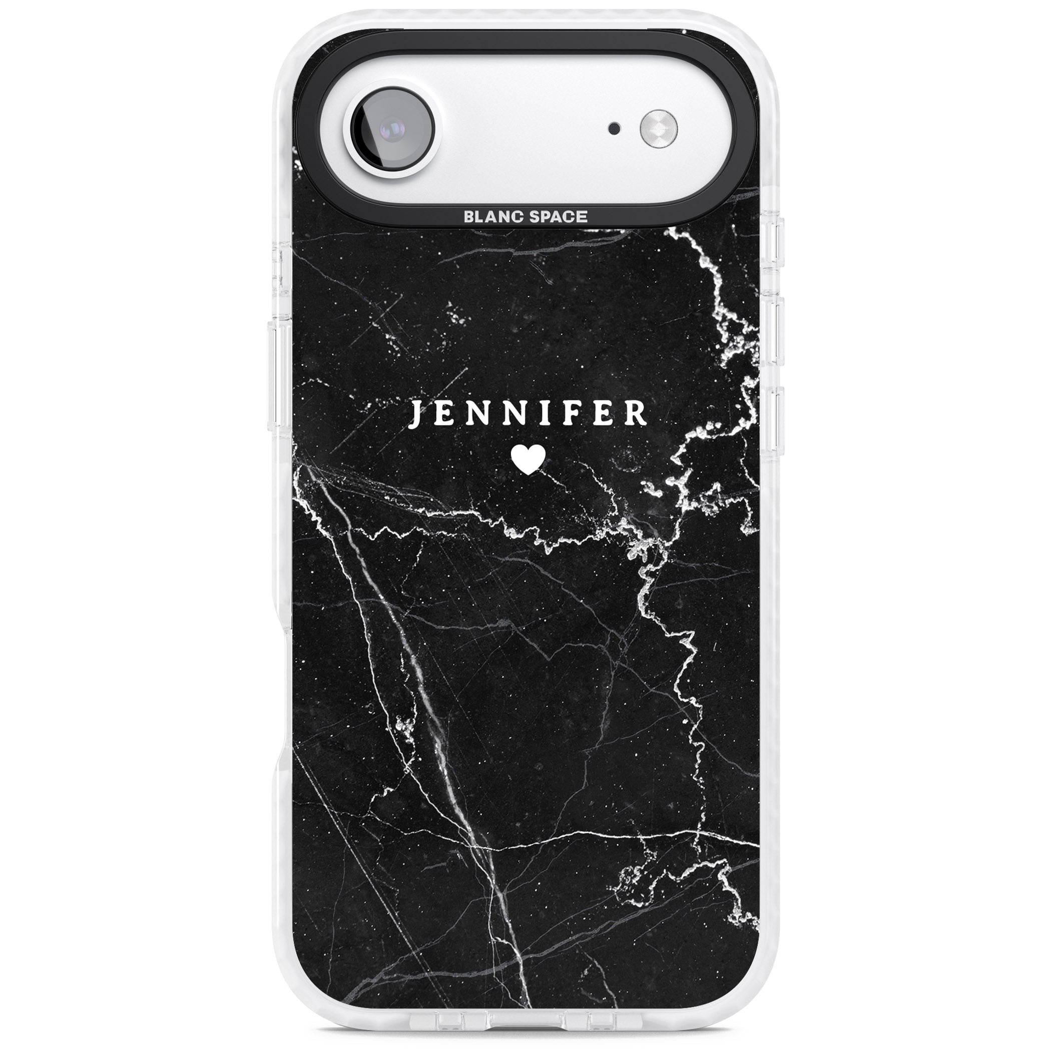 Personalised Black Marble iPhone 17 Air Impact Clear Phone Case