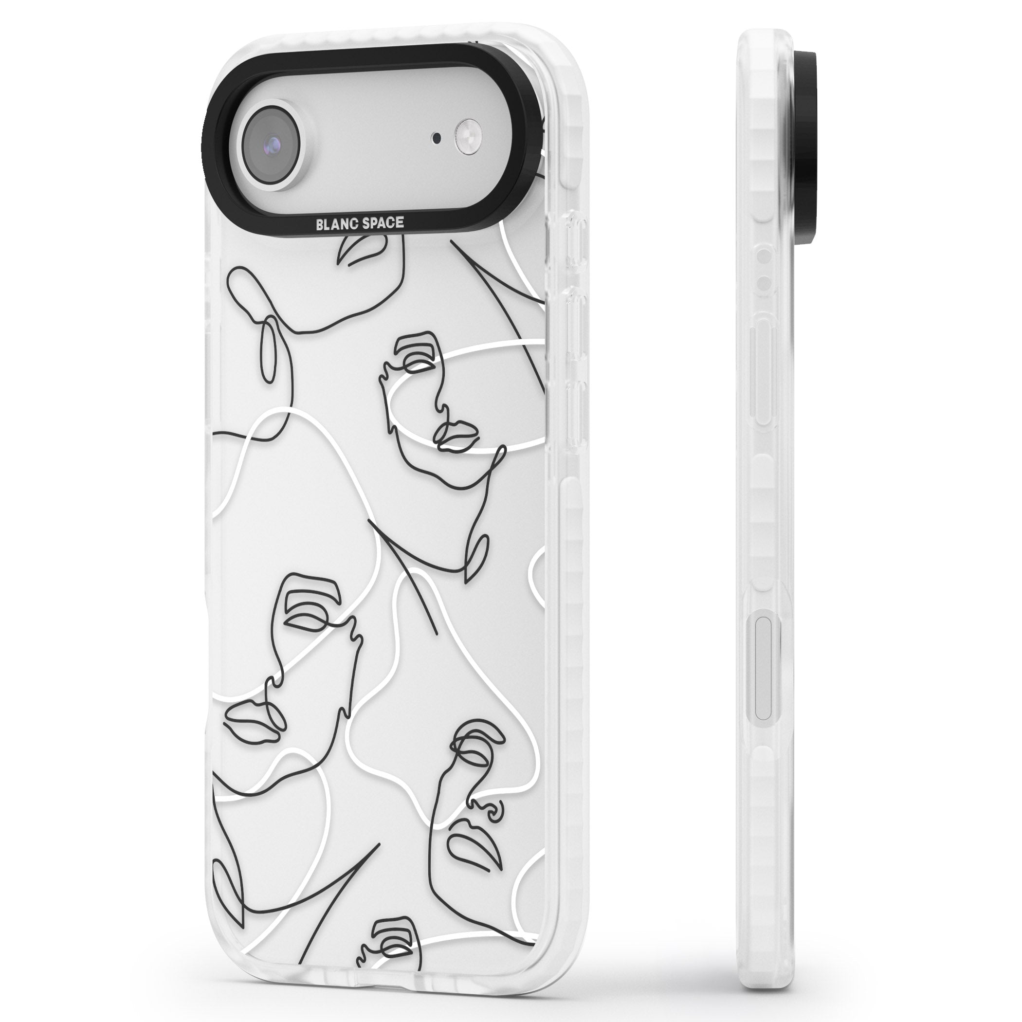 Personalised Abstract Faces iPhone 17 Air Impact Clear Phone Case Side Profile
