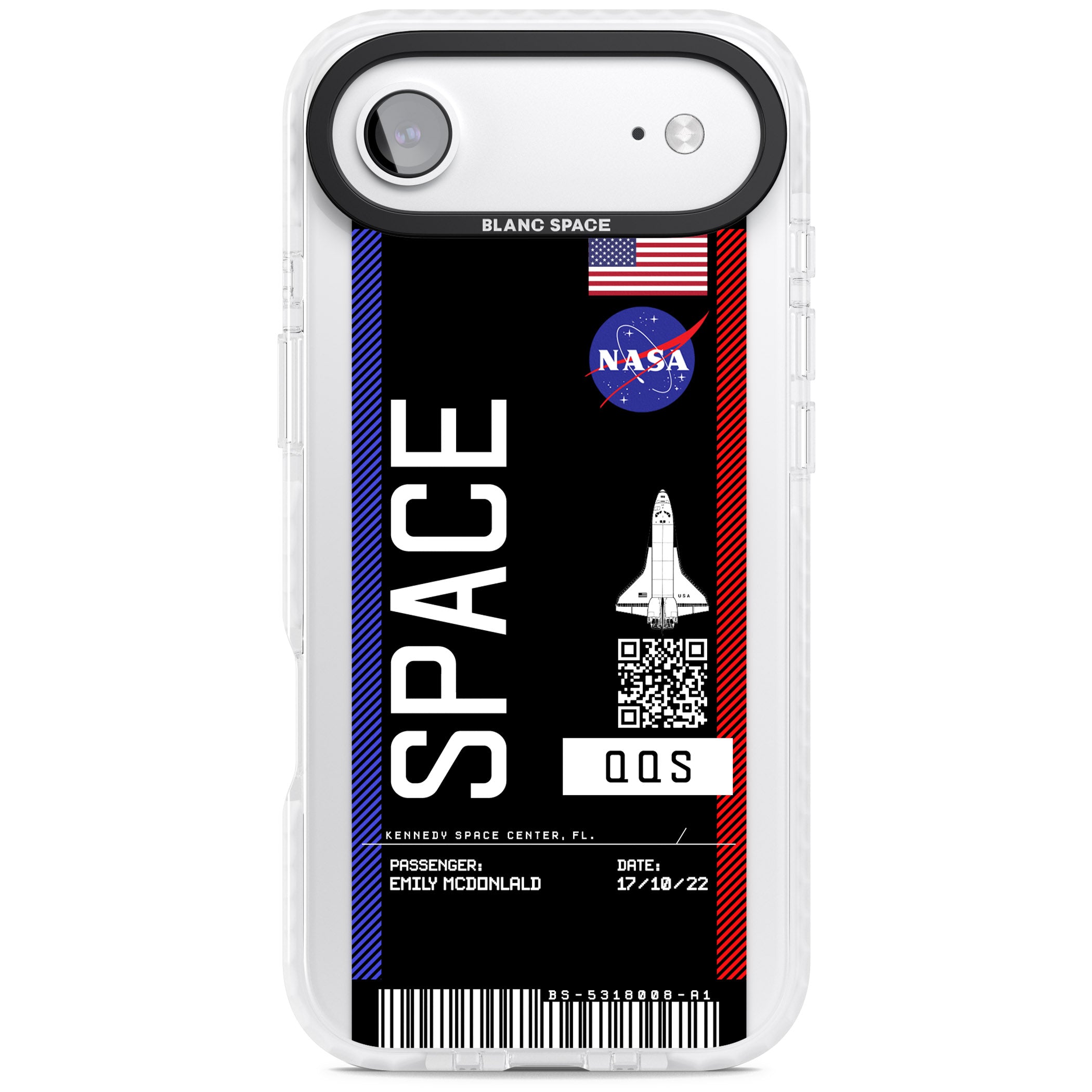 Personalised Nasa Boarding Pass (Dark) iPhone 17 Air Impact Clear Phone Case