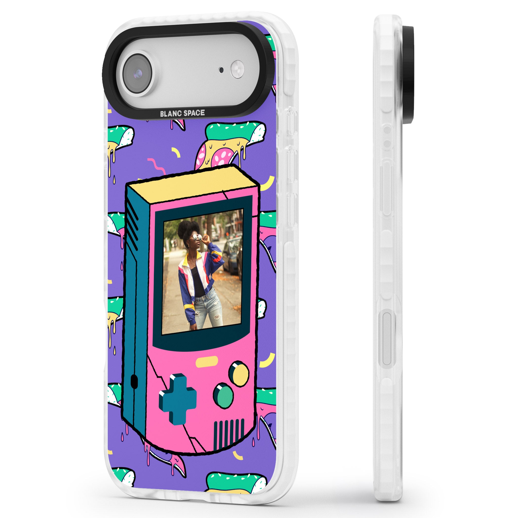 Personalised Retro Game Photo Case iPhone 17 Air Impact Clear Phone Case Side Profile