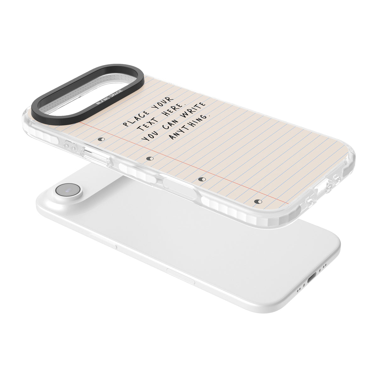 Personalised Lined Paper iPhone Air Impact Clear Phone Case angled