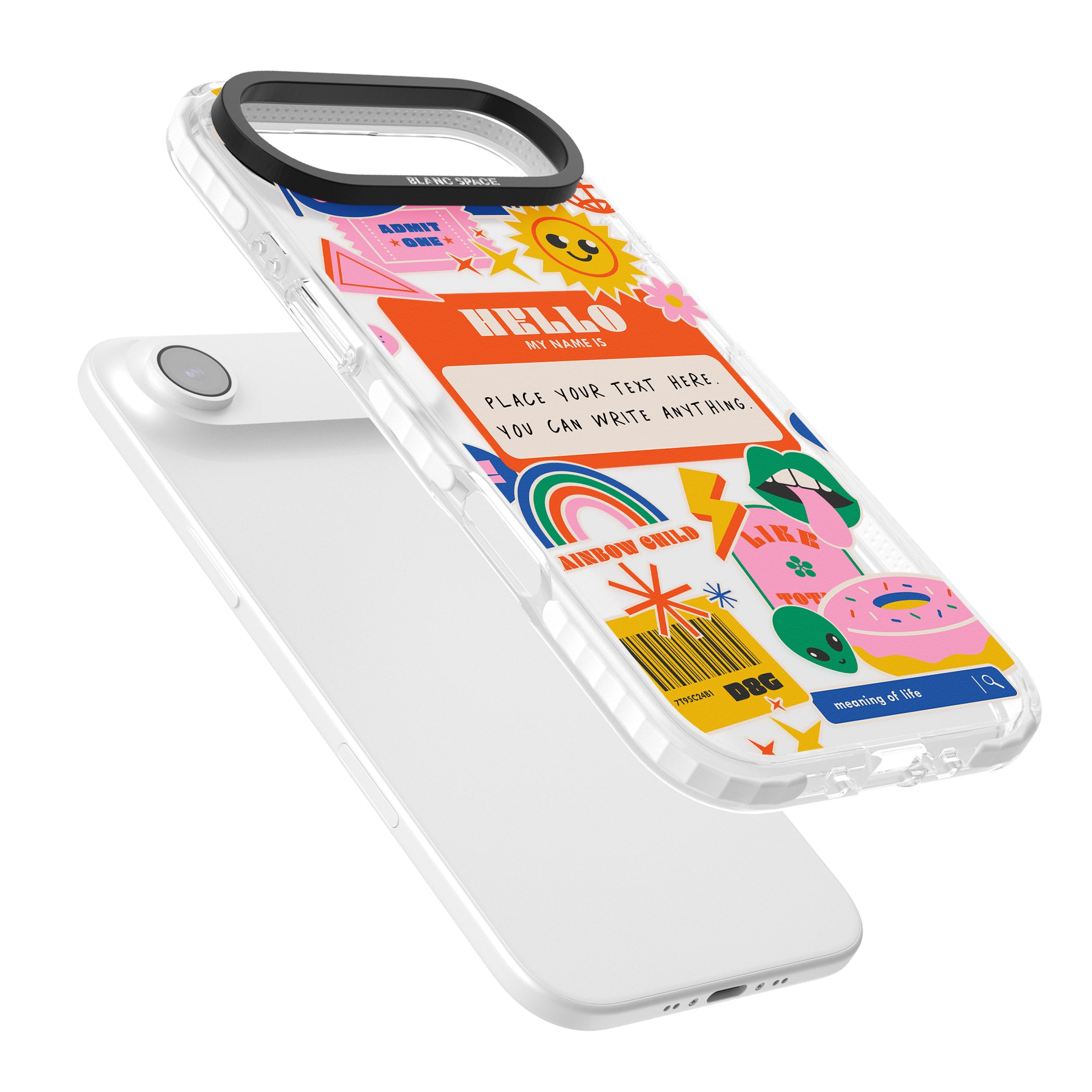 Personalised Retro Vibes Sticker iPhone 17 Air Impact Clear Phone Case Colours