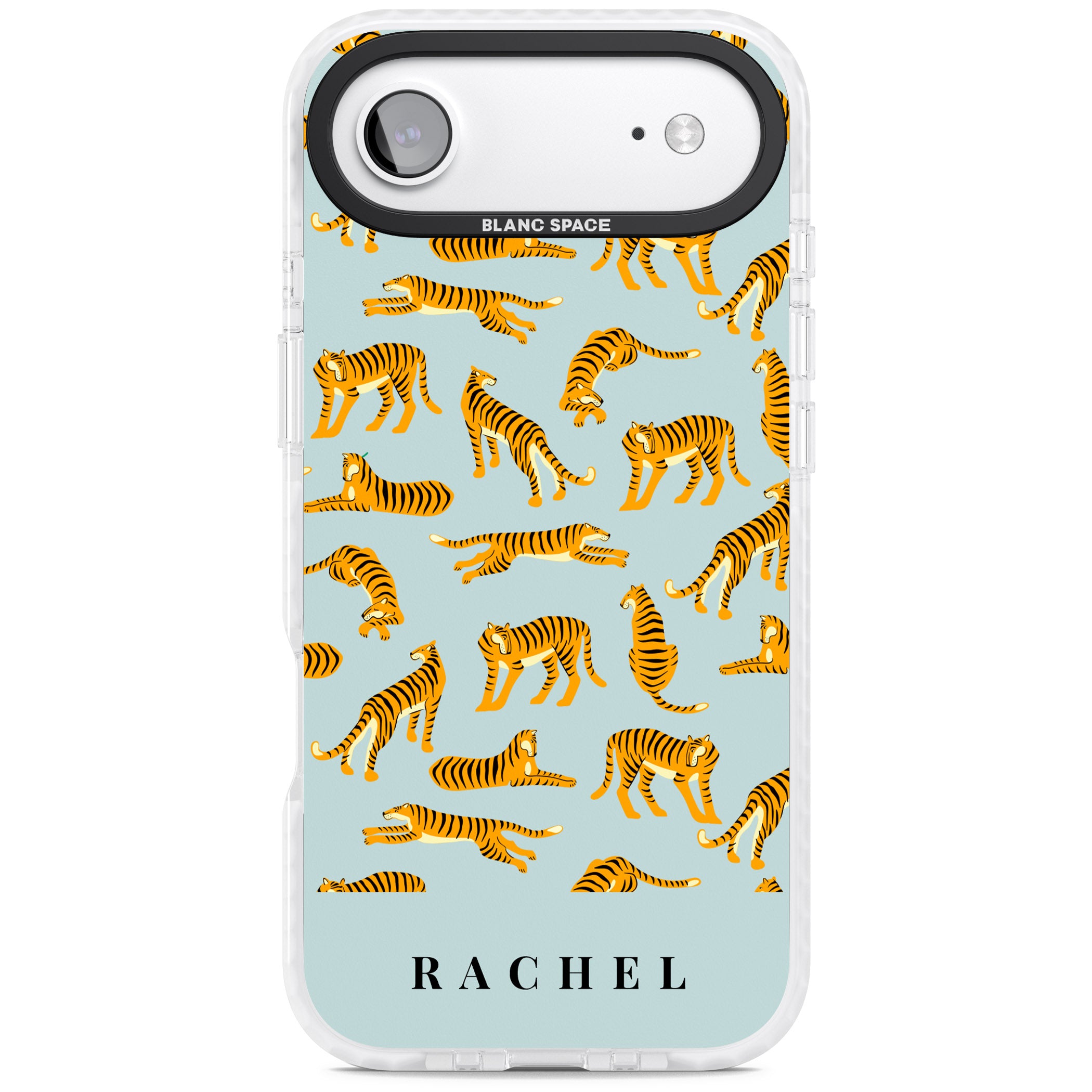 Personalised Turquoise Tiger Pattern iPhone 17 Air Impact Clear Phone Case