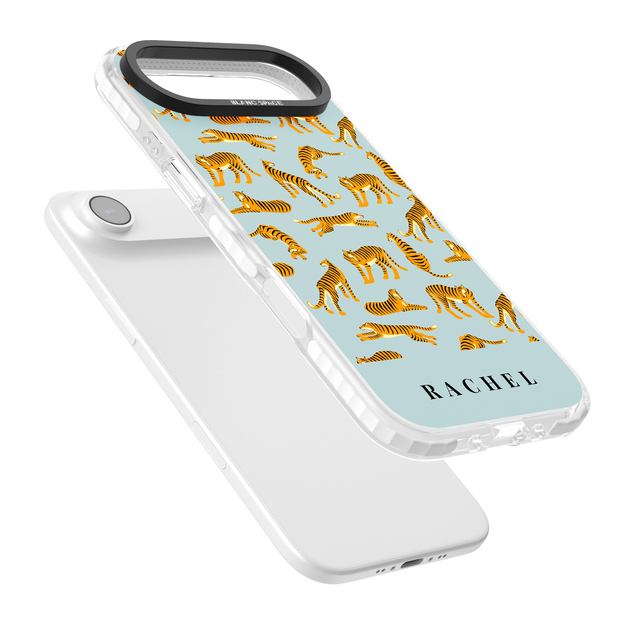 Personalised Turquoise Tiger Pattern iPhone 17 Air Impact Clear Phone Case Colours