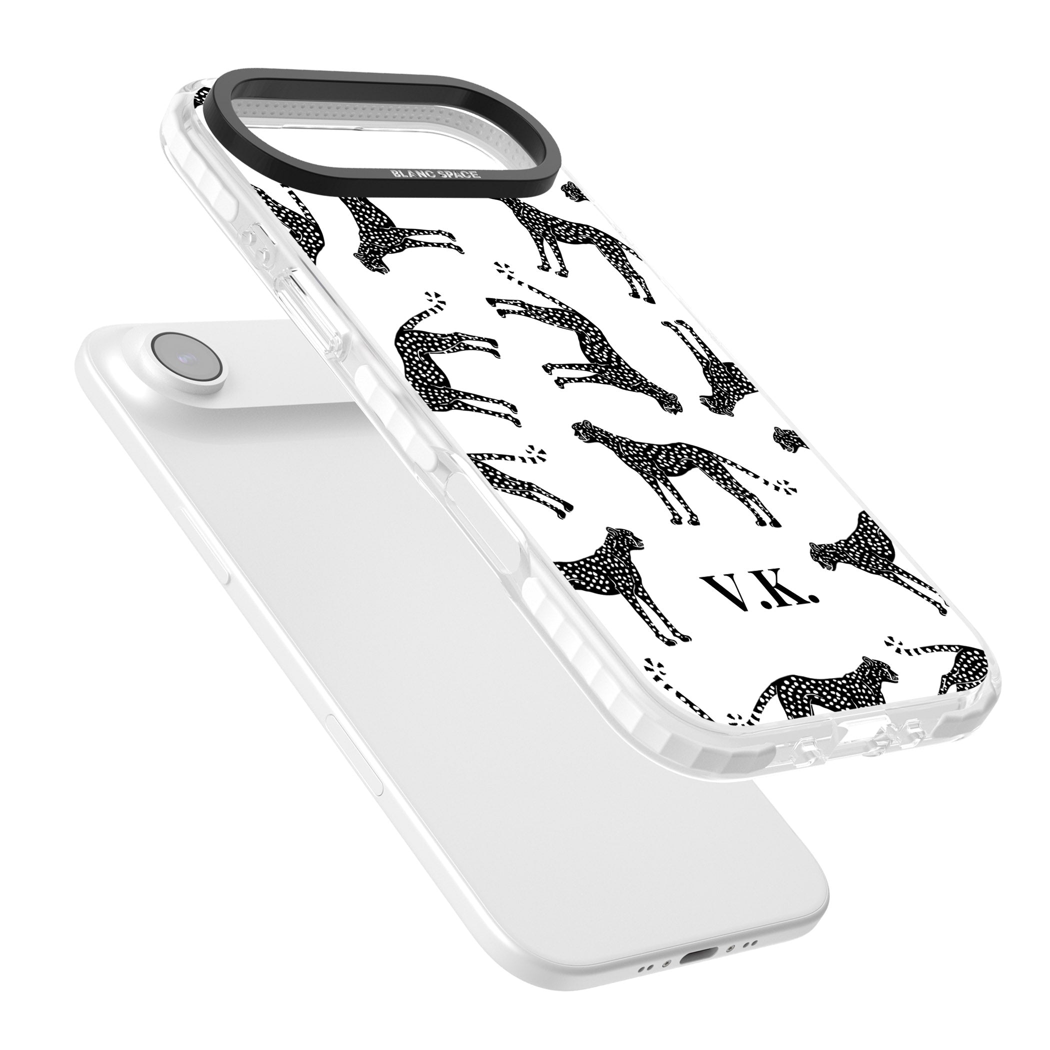 Personalised Black & White Cheetah Pattern iPhone 17 Air Impact Clear Phone Case Colours