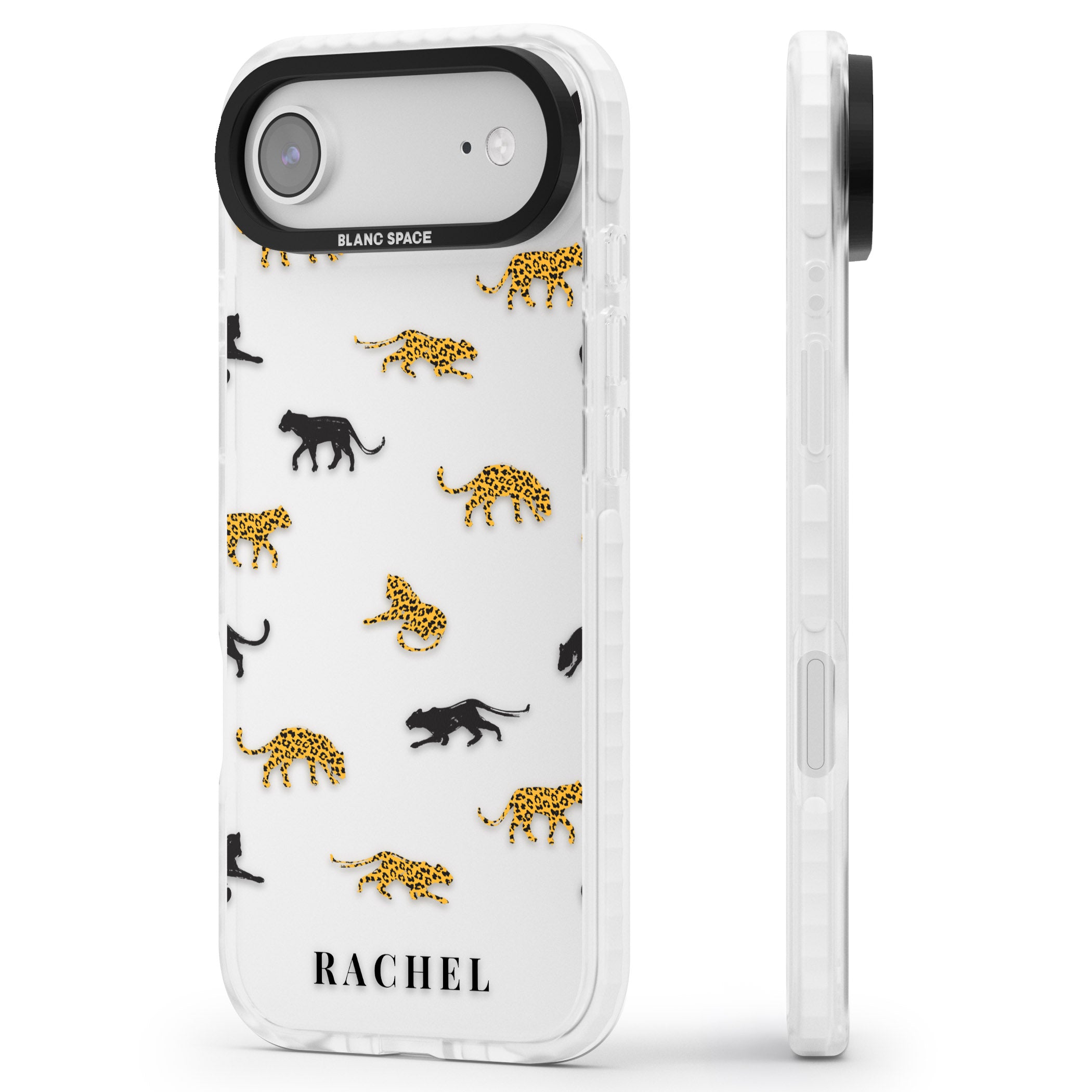 Personalised Jaguar Pattern iPhone 17 Air Impact Clear Phone Case Side Profile