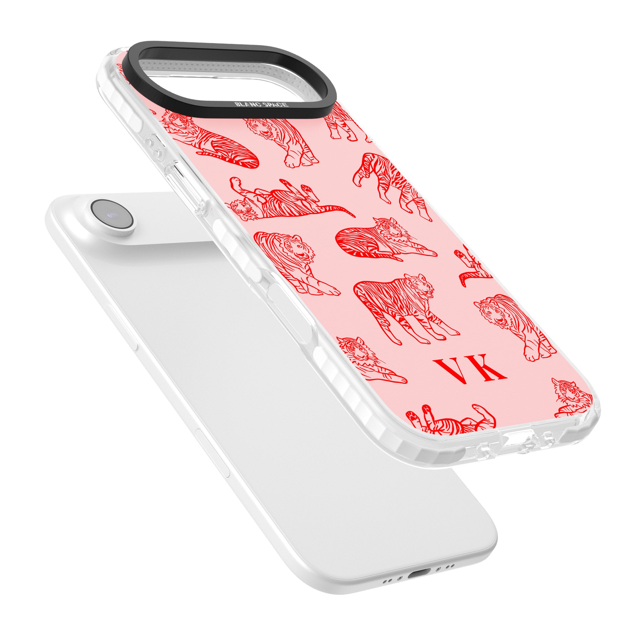 Personalised Red Tiger Outlines On Pink iPhone 17 Air Impact Clear Phone Case Colours