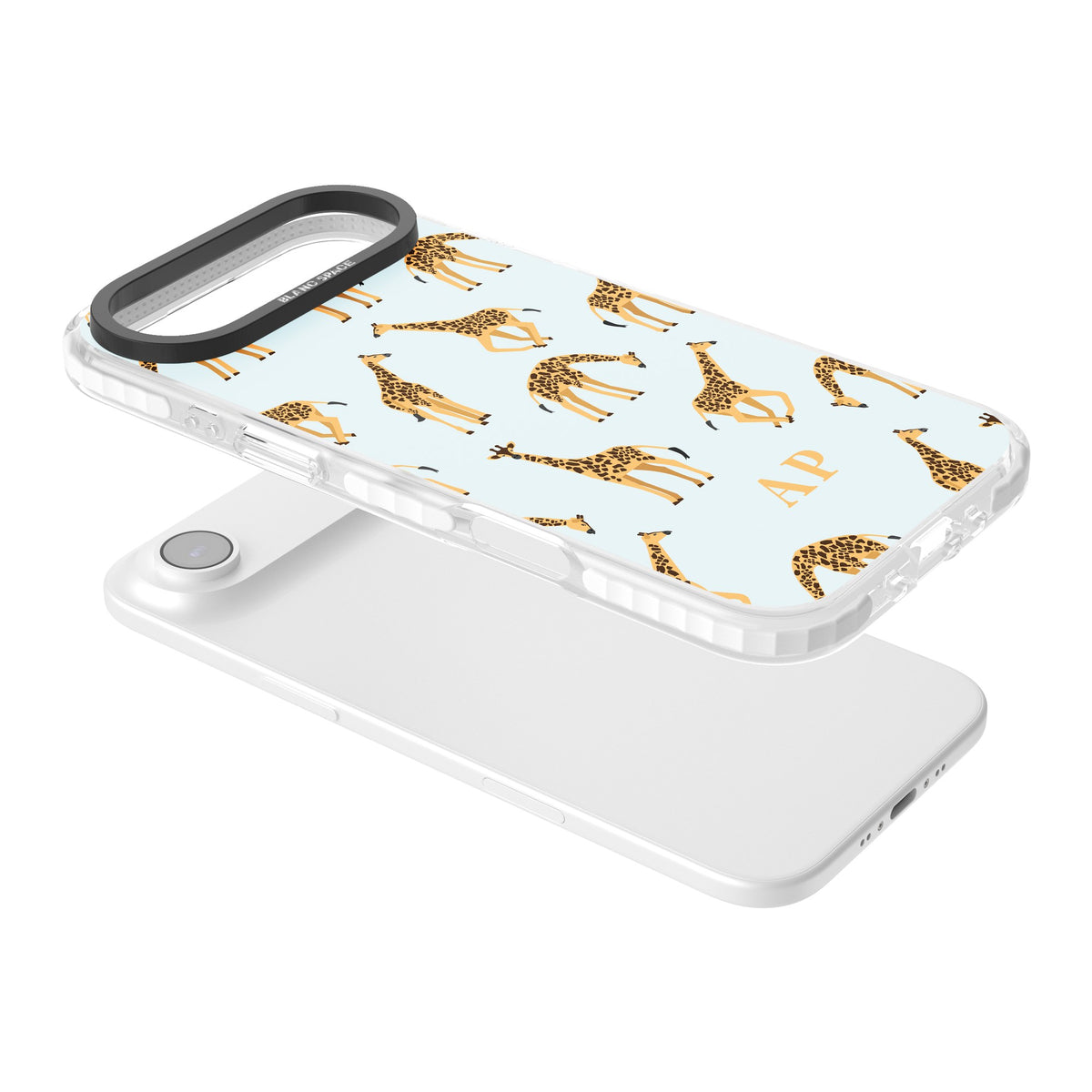 Personalised Safari Giraffe iPhone Air Impact Clear Phone Case angled