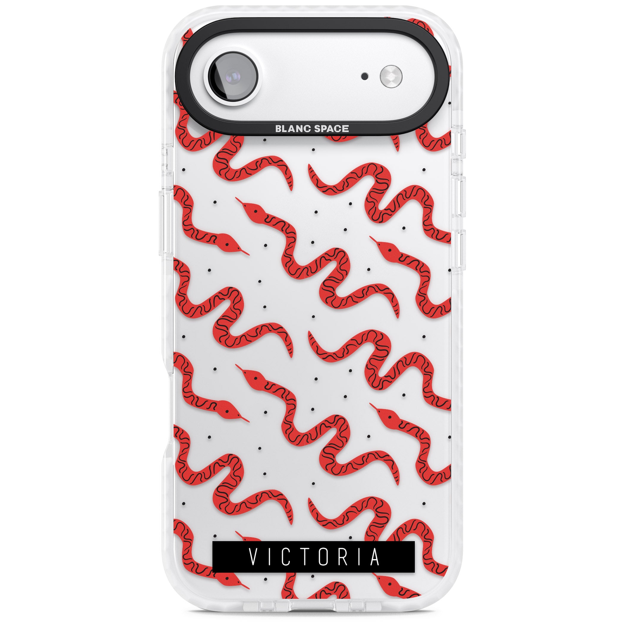 Personalised Red Snake Pattern iPhone 17 Air Impact Clear Phone Case
