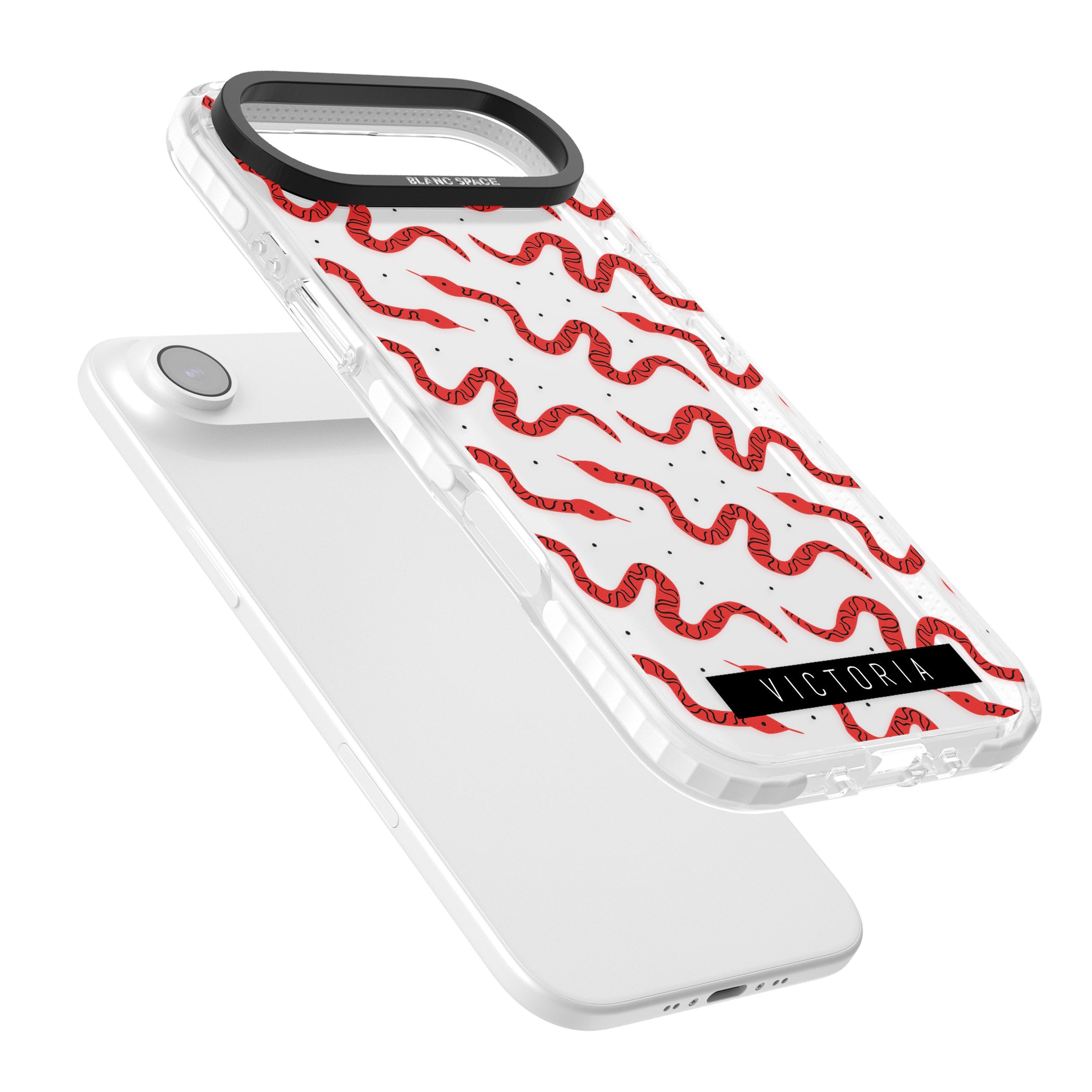 Personalised Red Snake Pattern iPhone 17 Air Impact Clear Phone Case Colours