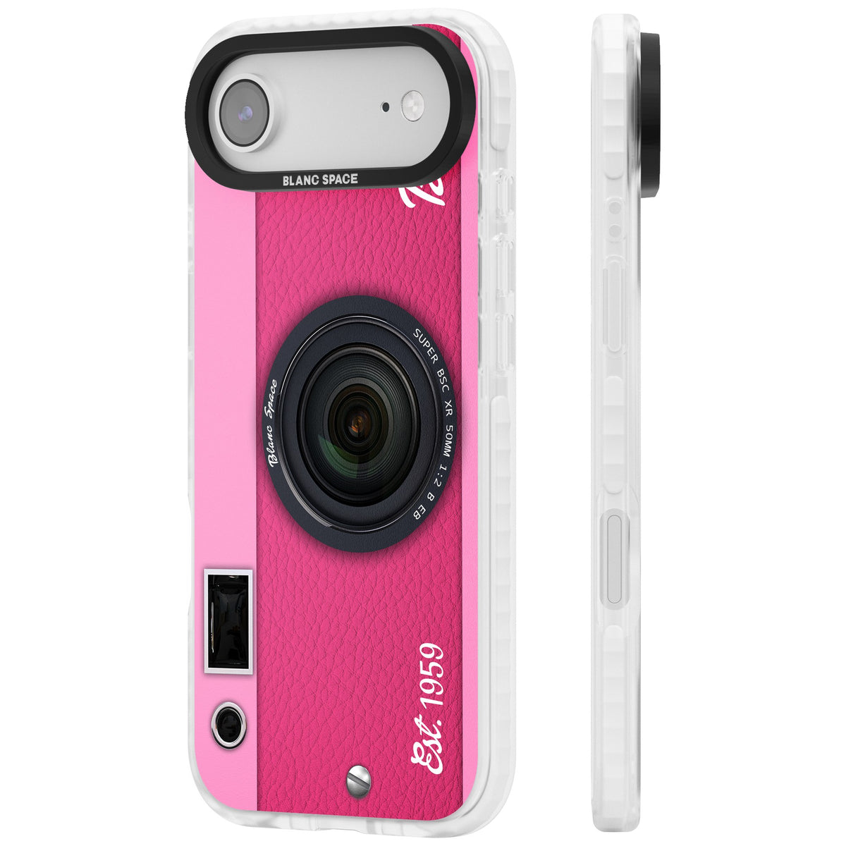 Personalised Pink Dream Camera iPhone Air Impact Clear Phone Case side