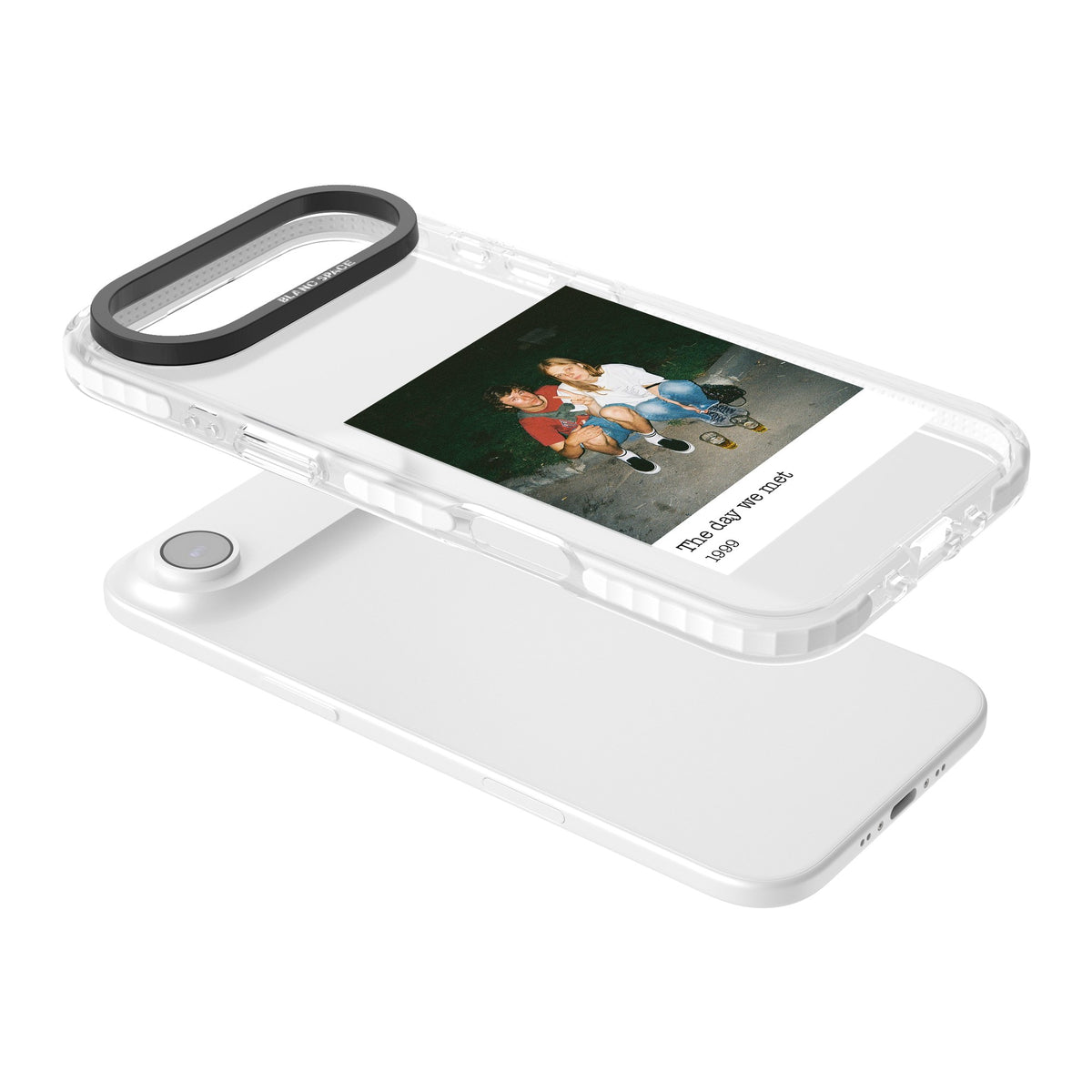 Personalised Photo Memory iPhone Air Impact Clear Phone Case angled