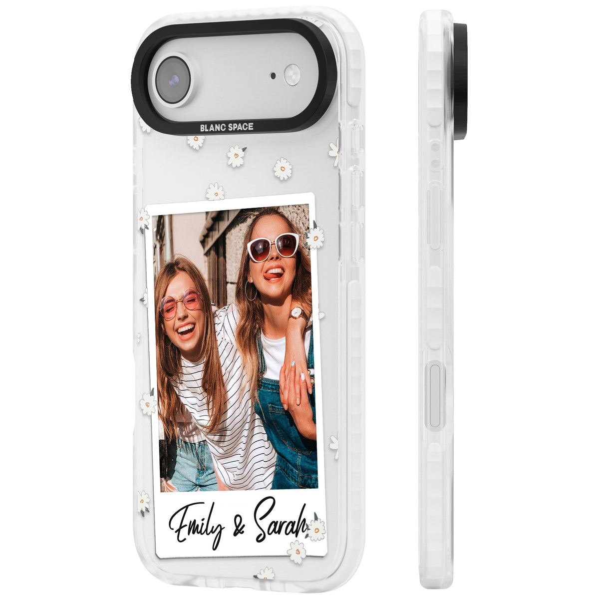 Personalised Daisy Polaroid iPhone Air Impact Clear Phone Case side
