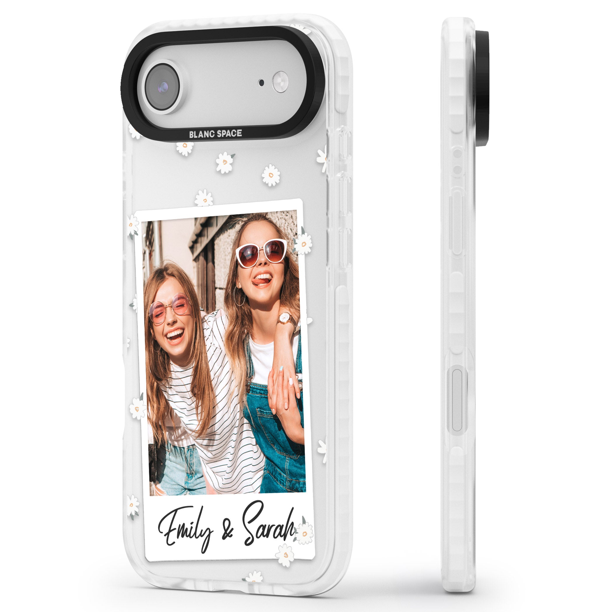 Personalised Daisy Instant Photo iPhone 17 Air Impact Clear Phone Case Side Profile