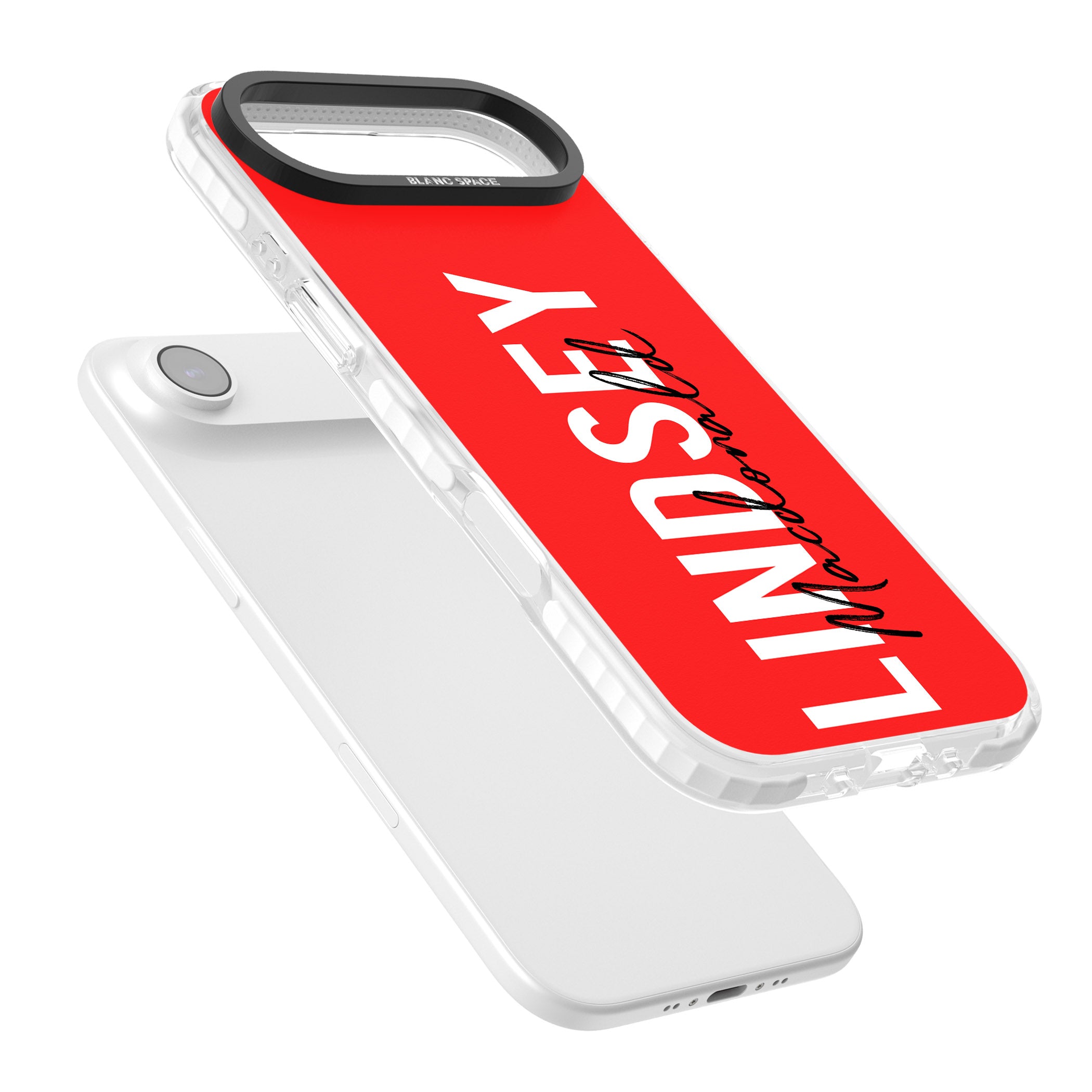 Personalised Bold Name: Red iPhone 17 Air Impact Clear Phone Case Colours