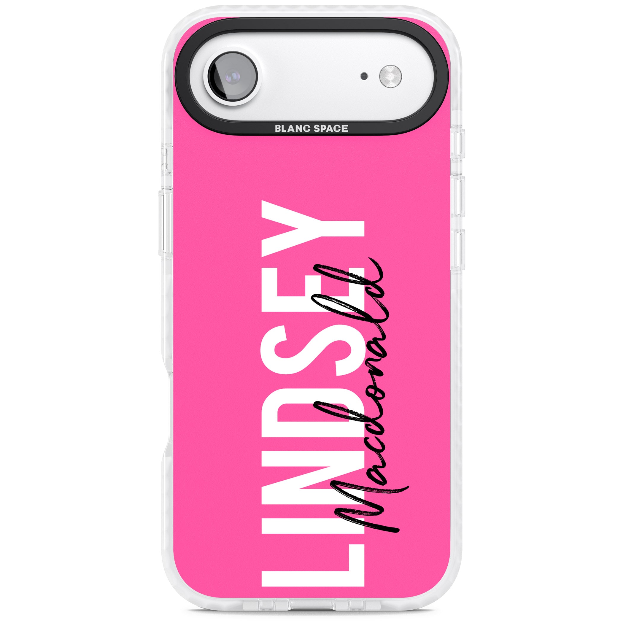 Personalised Bold Name: Pink iPhone 17 Air Impact Clear Phone Case