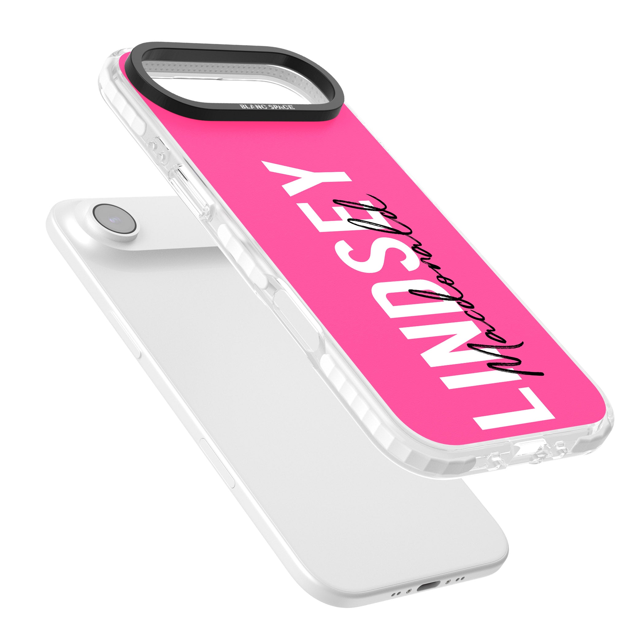 Personalised Bold Name: Pink iPhone 17 Air Impact Clear Phone Case Colours