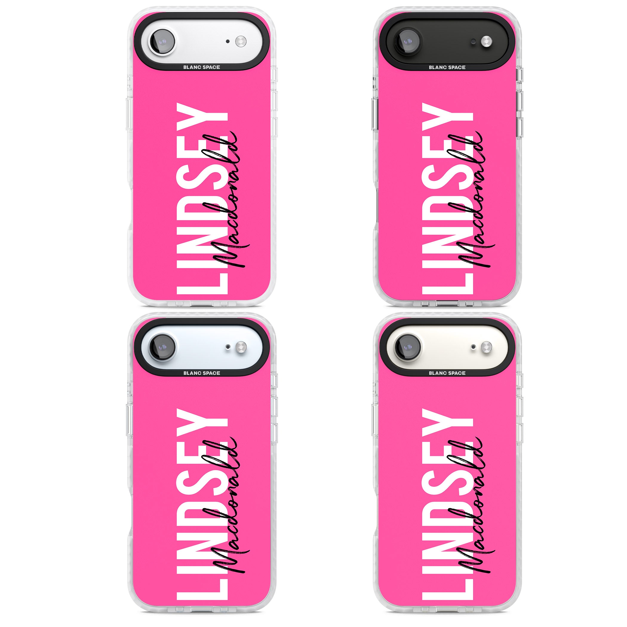 Personalised Bold Name: Pink iPhone 17 Air Impact Clear Phone Case APT Impact Protection