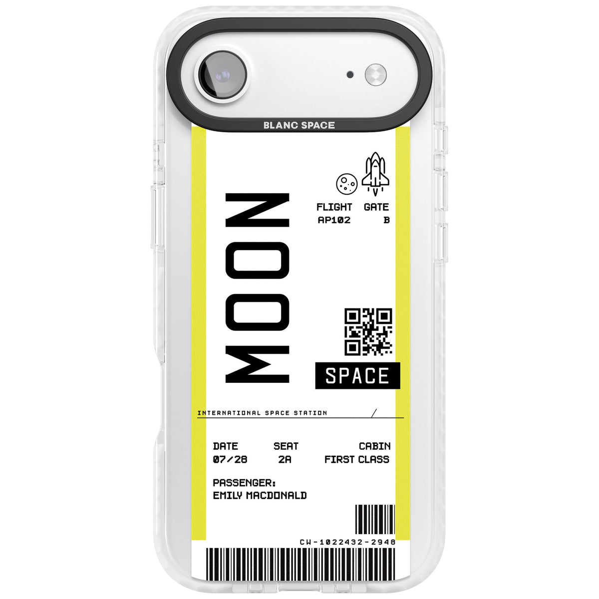 Personalised Moon Travel Ticket iPhone Air Impact Clear Phone Case front