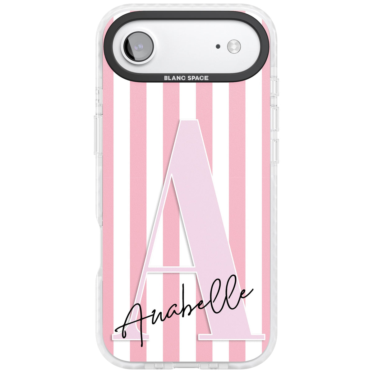 Personalised Soft Pink Stripes iPhone Air Impact Clear Phone Case front