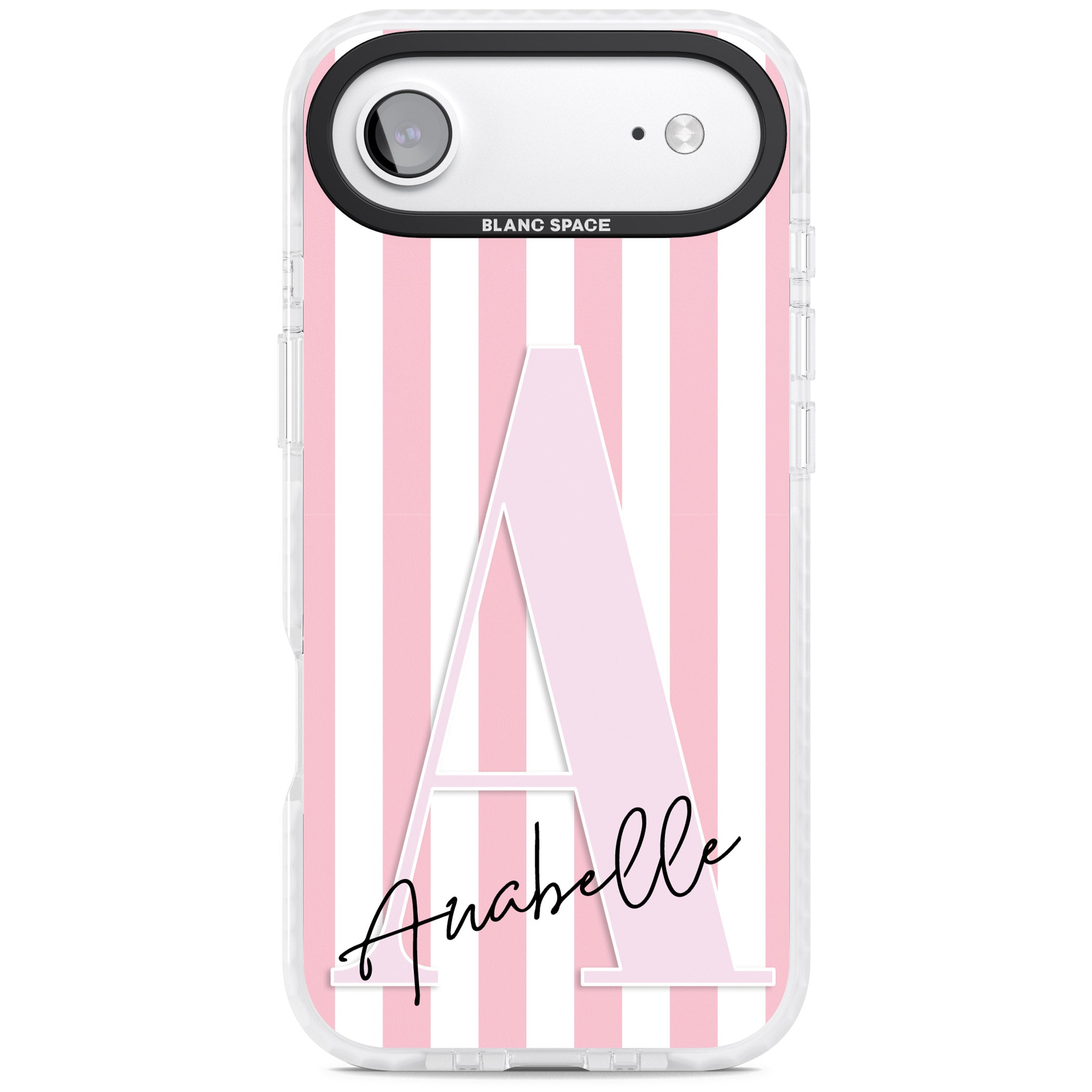 Personalised Pink Stripes & Monogram iPhone 17 Air Impact Clear Phone Case