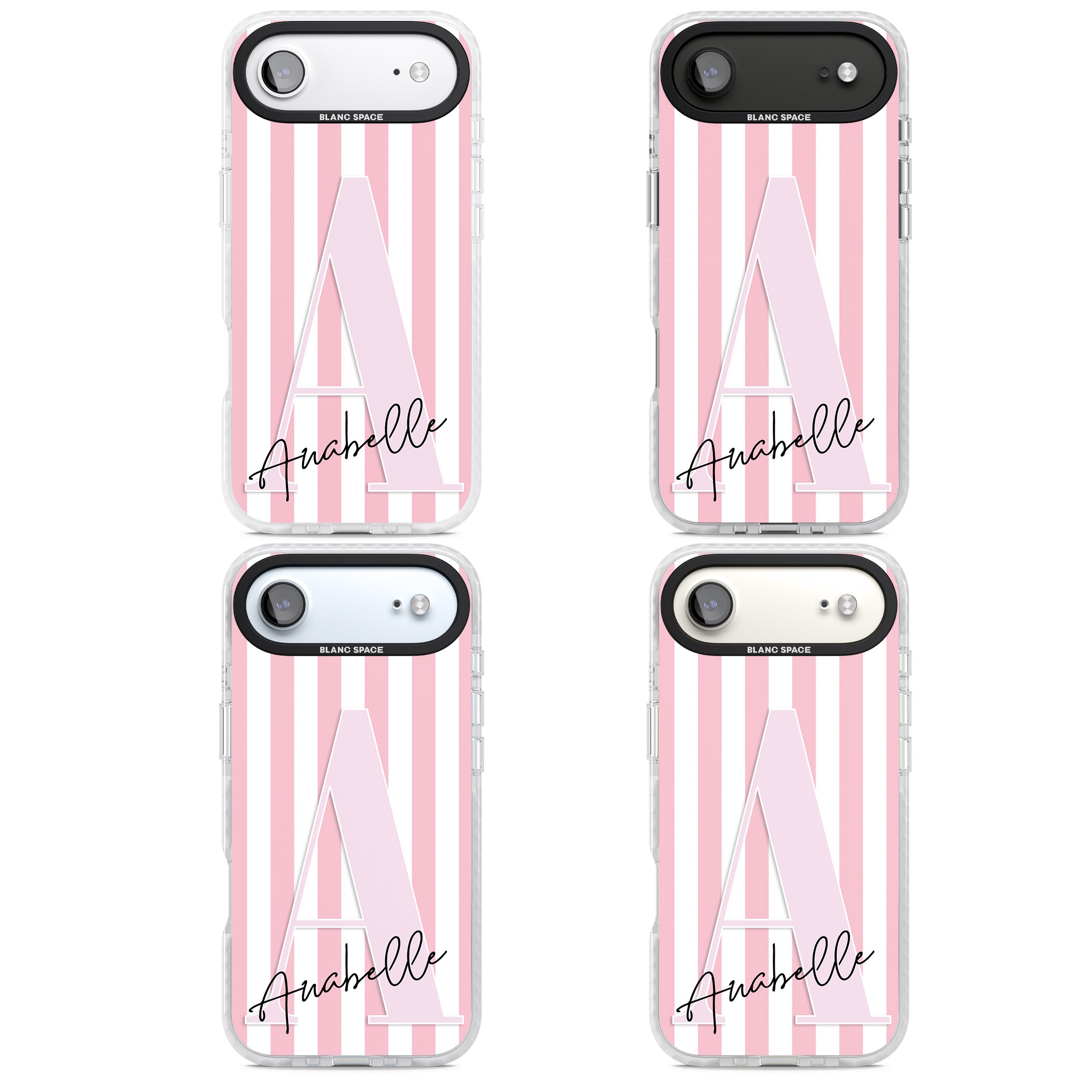 Personalised Pink Stripes & Monogram iPhone 17 Air Impact Clear Phone Case APT Impact Protection