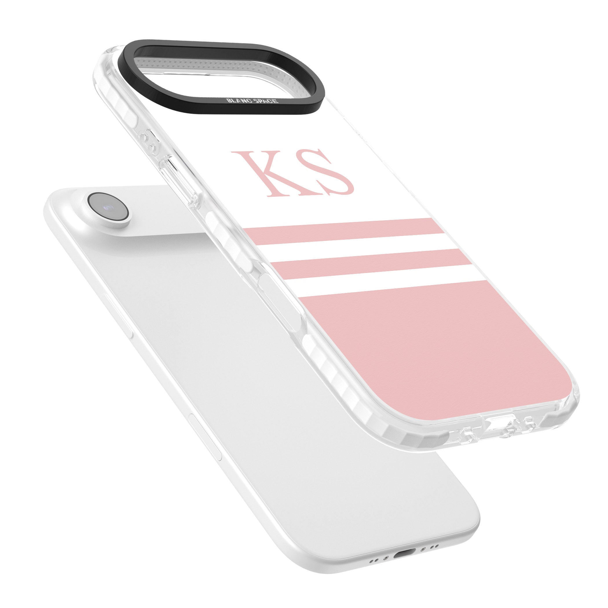 Personalised Pink Stripes & Initials iPhone 17 Air Impact Clear Phone Case Colours