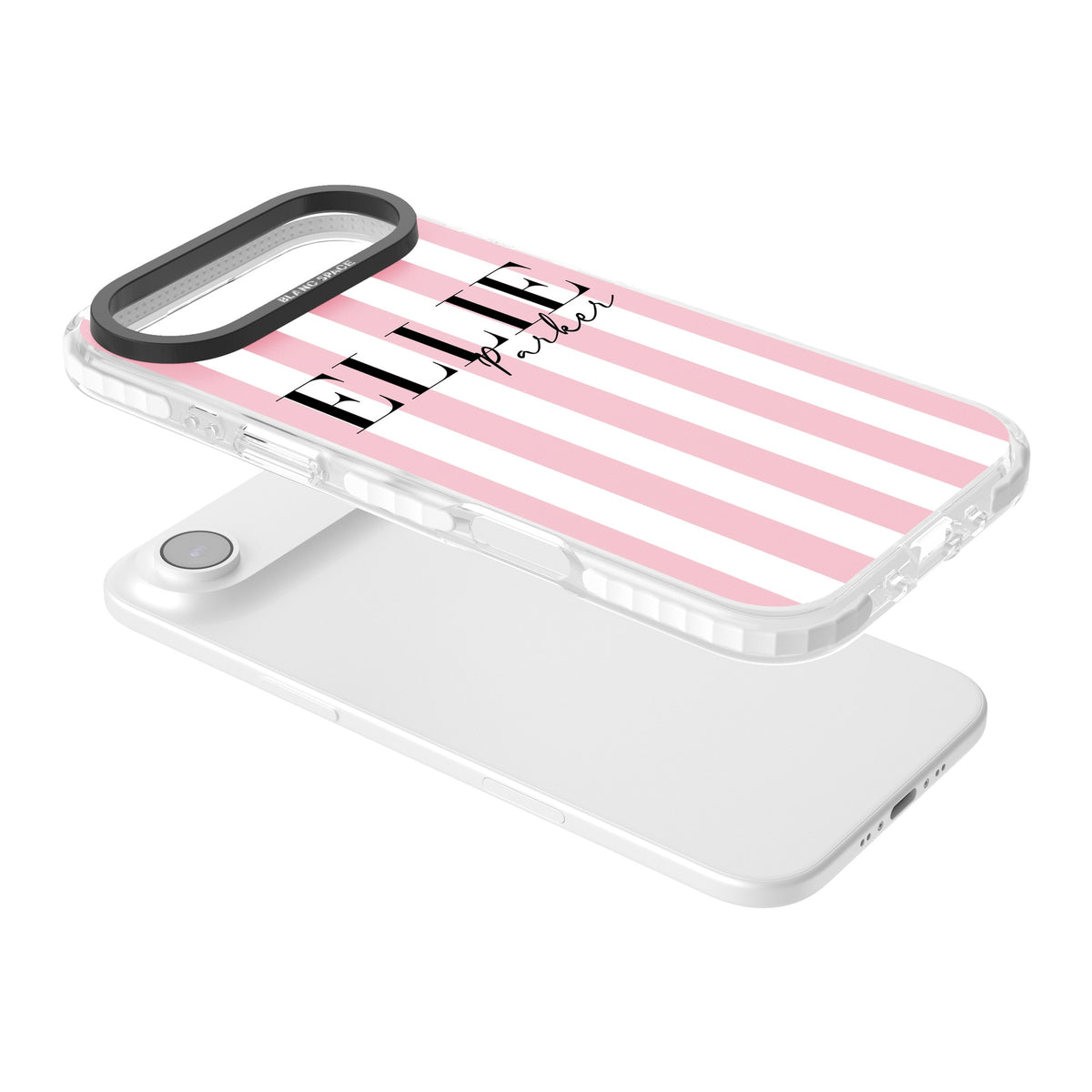 Personalised Pink Stripes iPhone Air Impact Clear Phone Case angled