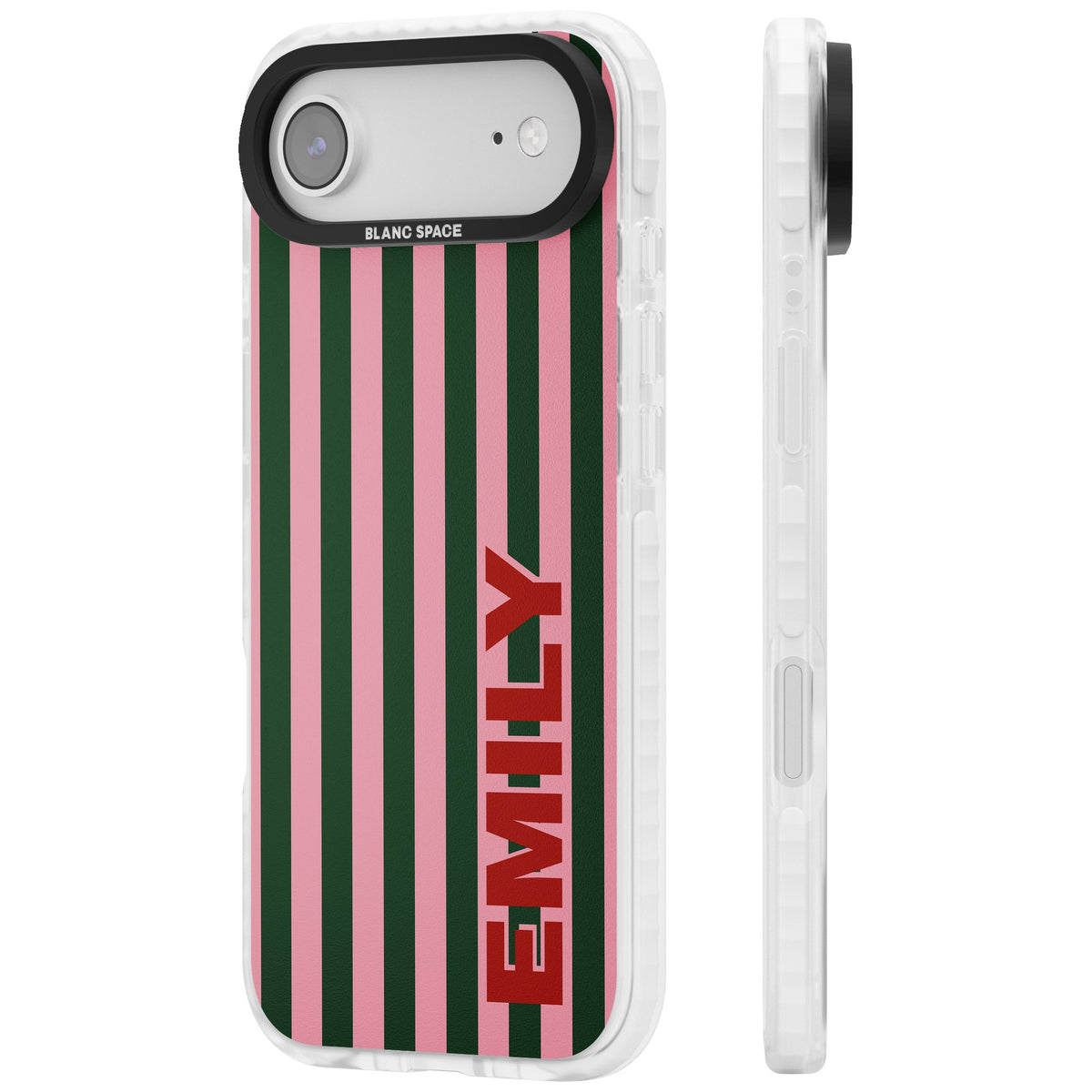Personalised Italian Stripe iPhone Air Impact Clear Phone Case side