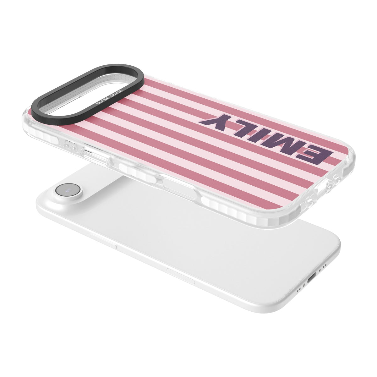 Personalised Victoria Stripe iPhone Air Impact Clear Phone Case angled