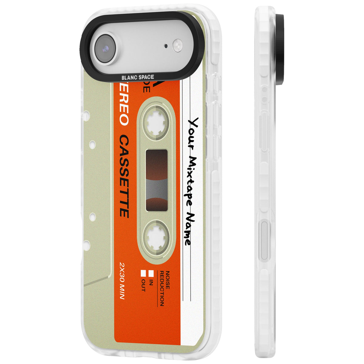 Personalised Retro Cassette Classic iPhone Air Impact Clear Phone Case side