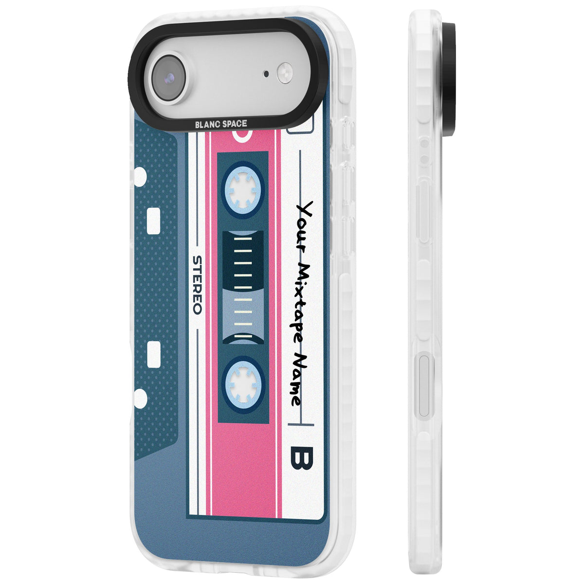 Personalised Retro Cassette Mixtape iPhone Air Impact Clear Phone Case side