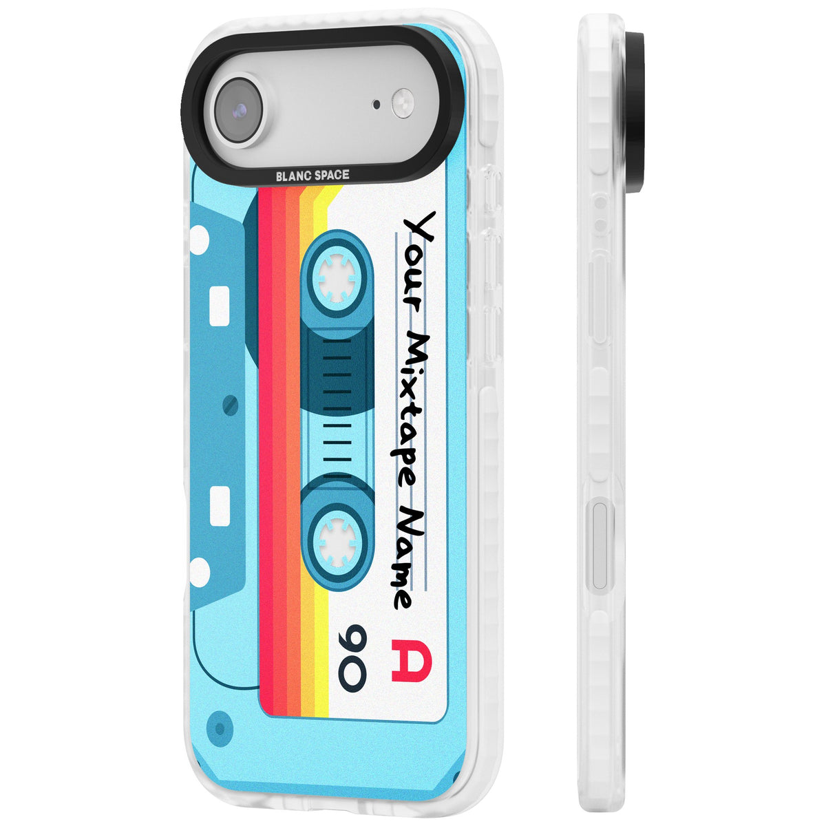 Personalised Retro Mixtape Sporty iPhone Air Impact Clear Phone Case side