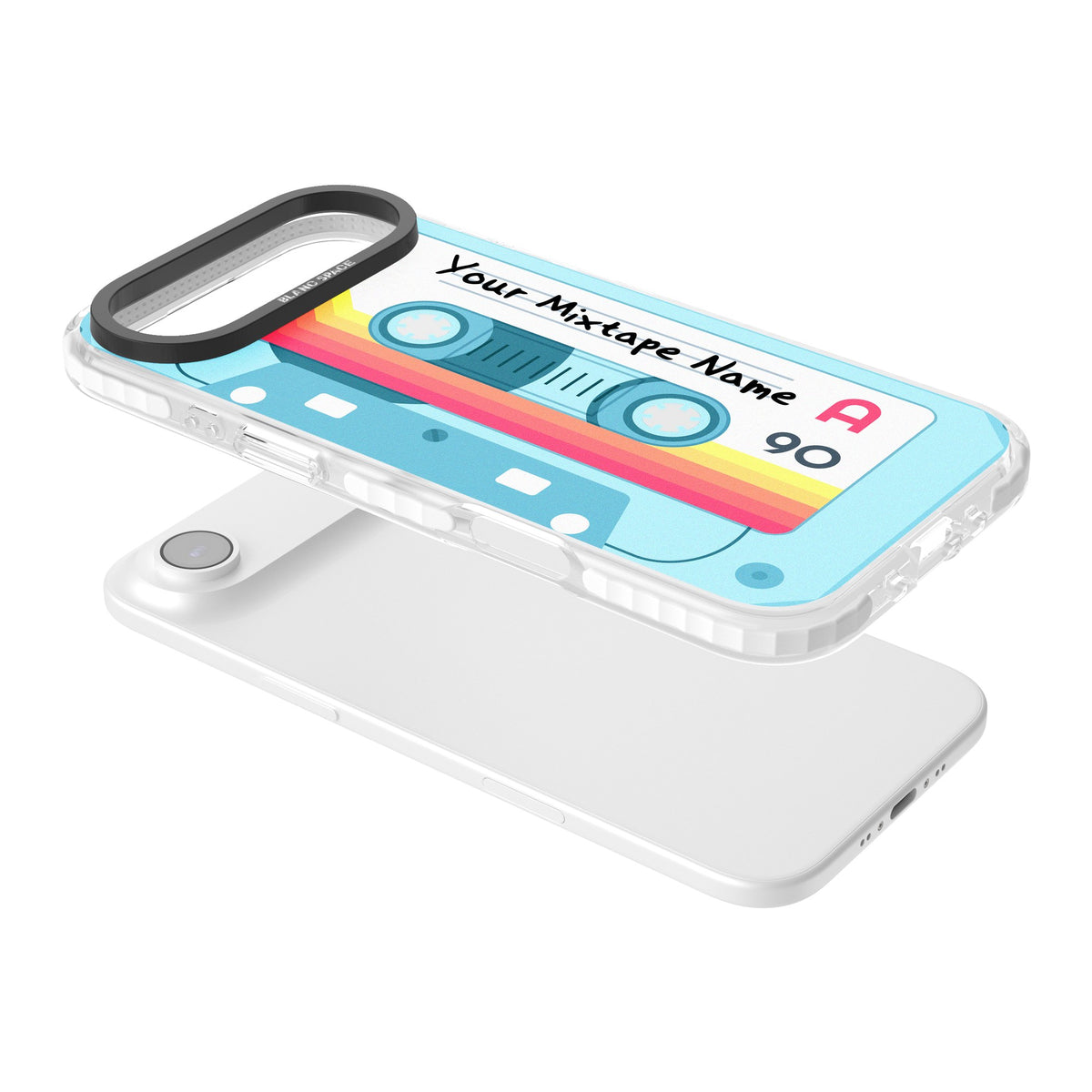 Personalised Retro Mixtape Sporty iPhone Air Impact Clear Phone Case angled