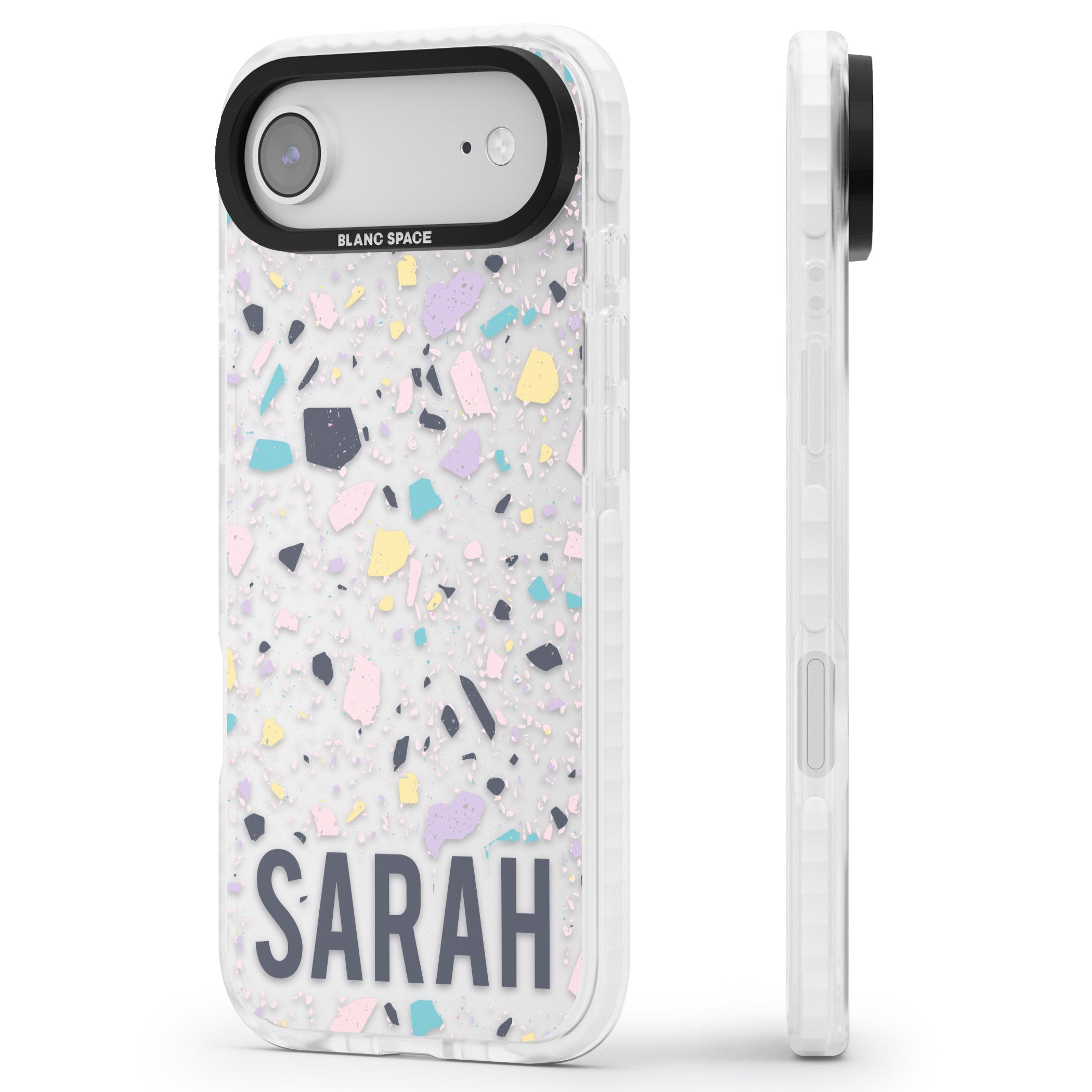 Personalised Pastel Terrazzo iPhone 17 Air Impact Clear Phone Case Side Profile