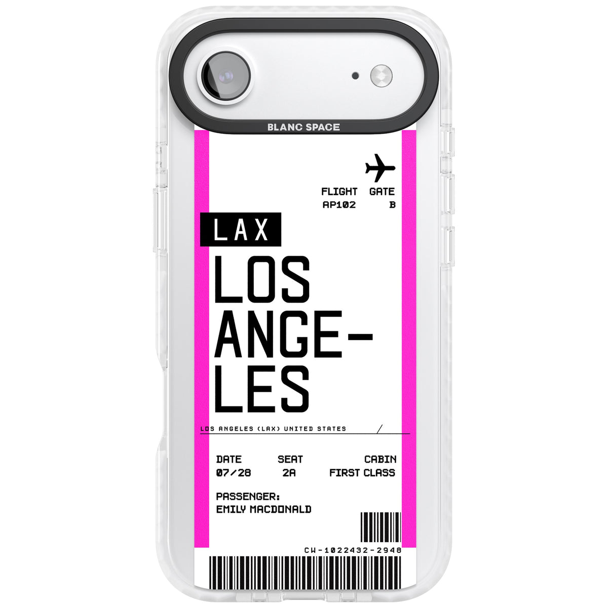 Personalised Los Angeles Boarding Pass iPhone Air Impact Clear Phone Case front