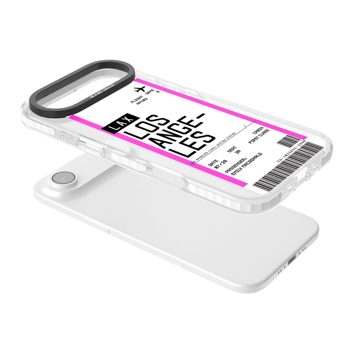Personalised Los Angeles Boarding Pass iPhone Air Impact Clear Phone Case angled