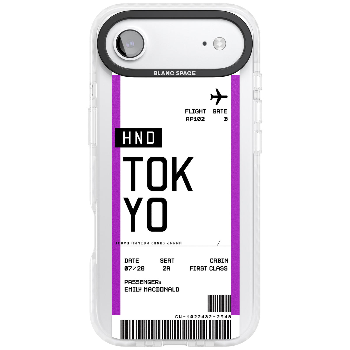 Personalised Tokyo Boarding Pass iPhone Air Impact Clear Phone Case front