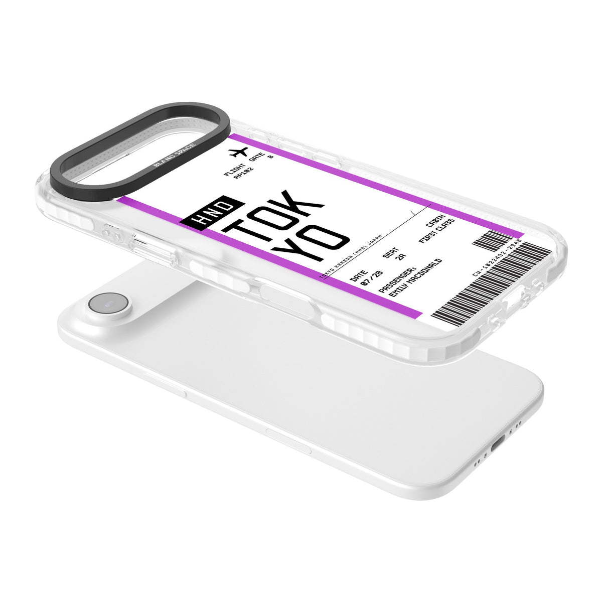Personalised Tokyo Boarding Pass iPhone Air Impact Clear Phone Case angled