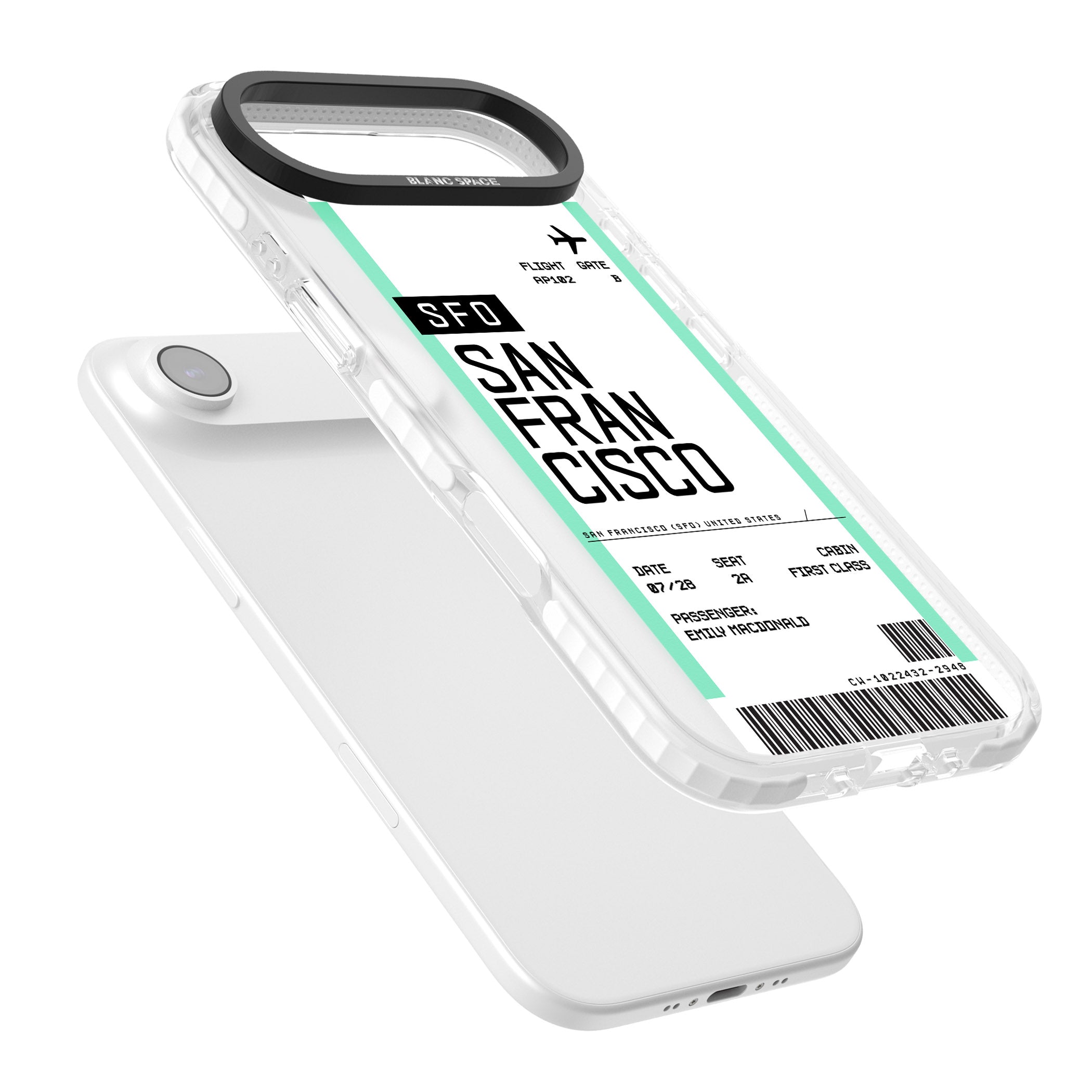 Personalised San Francisco Boarding Pass iPhone 17 Air Impact Clear Phone Case Colours