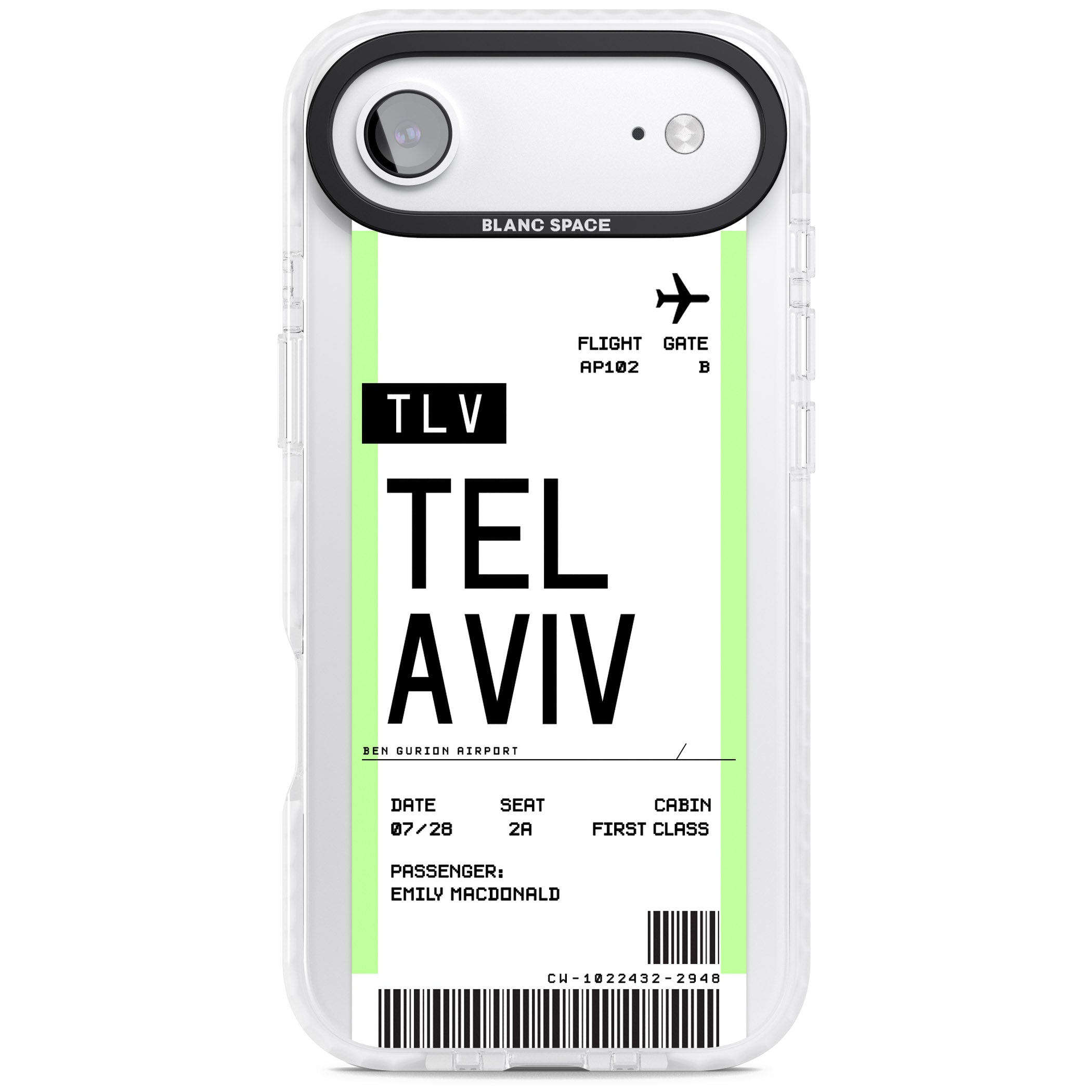 Personalised Tel Aviv Boarding Pass iPhone 17 Air Impact Clear Phone Case