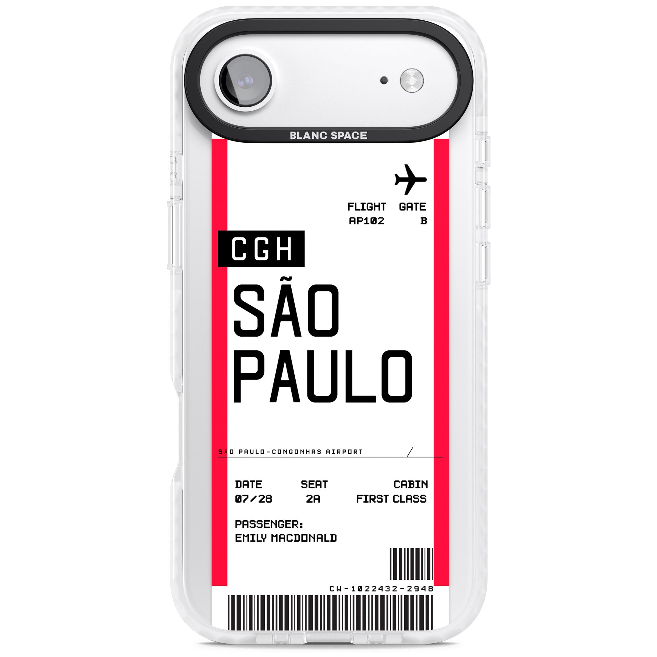 Personalised São Paulo Boarding Pass iPhone 17 Air Impact Clear Phone Case
