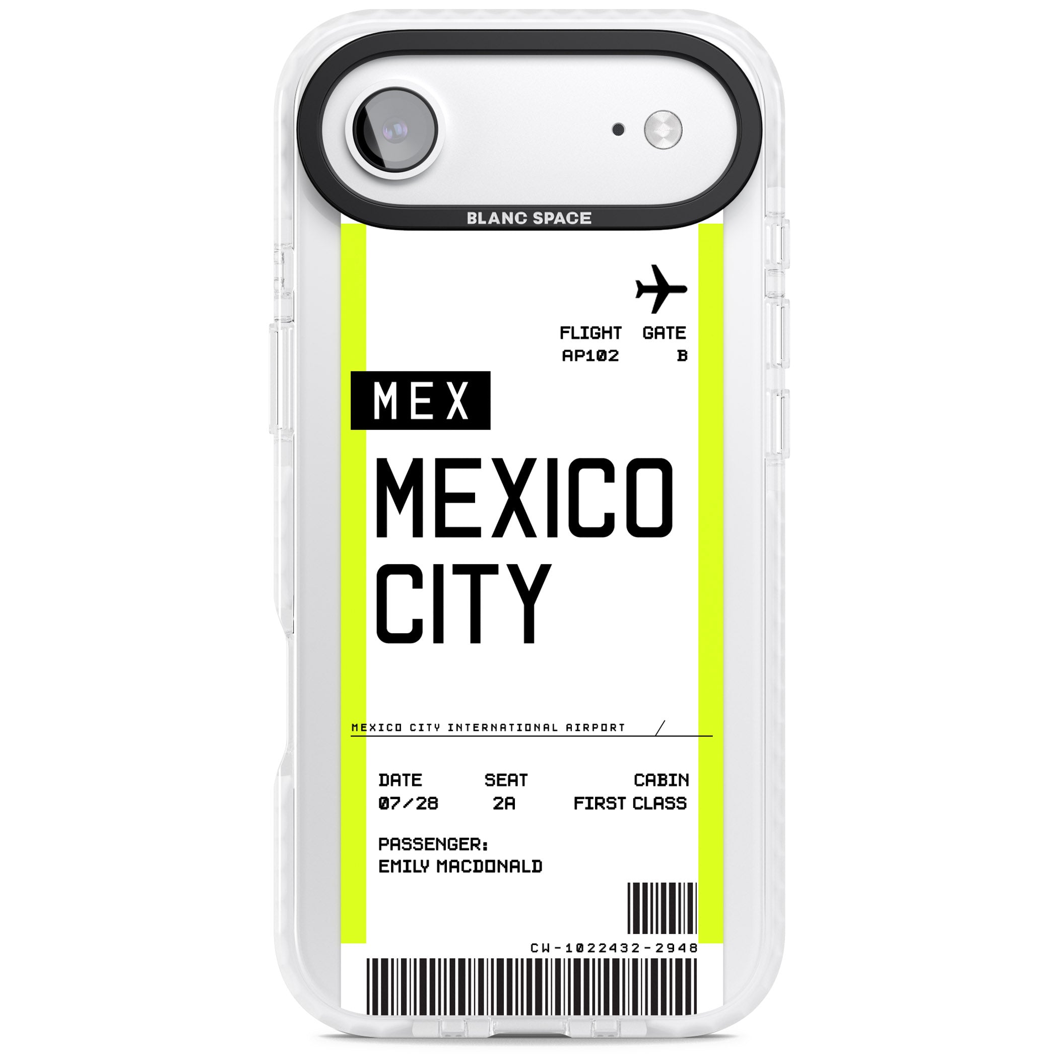 Personalised Mexico City Boarding Pass iPhone 17 Air Impact Clear Phone Case
