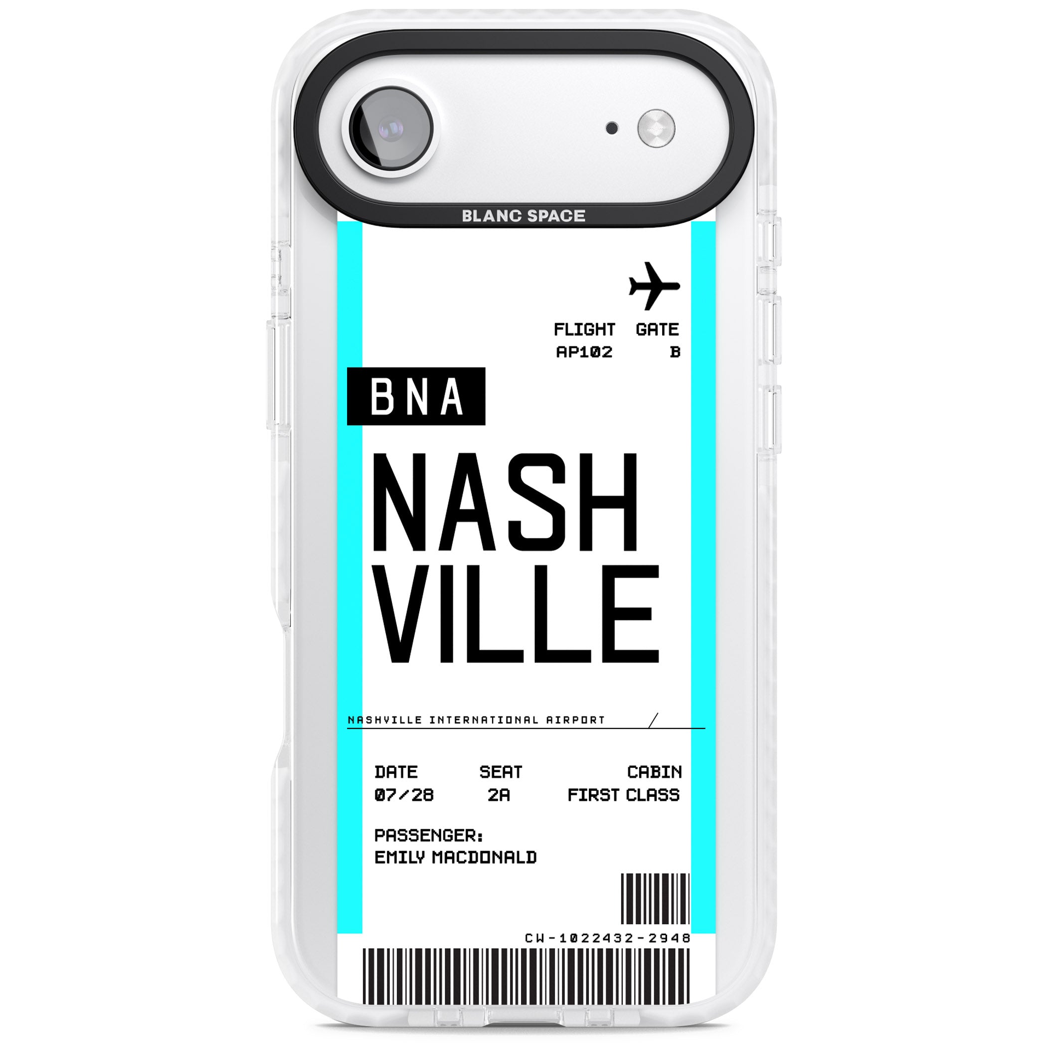 Personalised Nashville Boarding Pass iPhone 17 Air Impact Clear Phone Case
