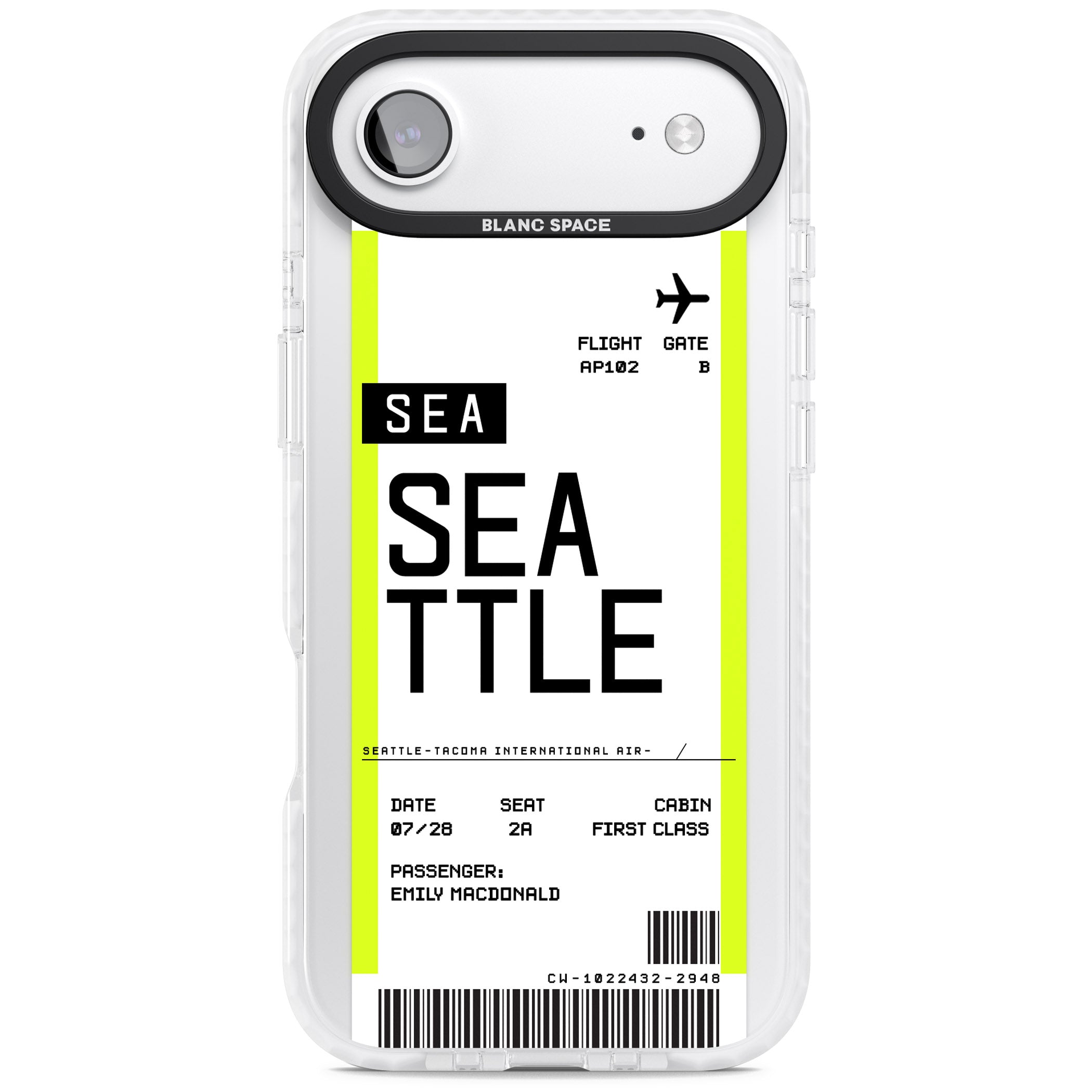 Personalised Seattle Boarding Pass iPhone 17 Air Impact Clear Phone Case