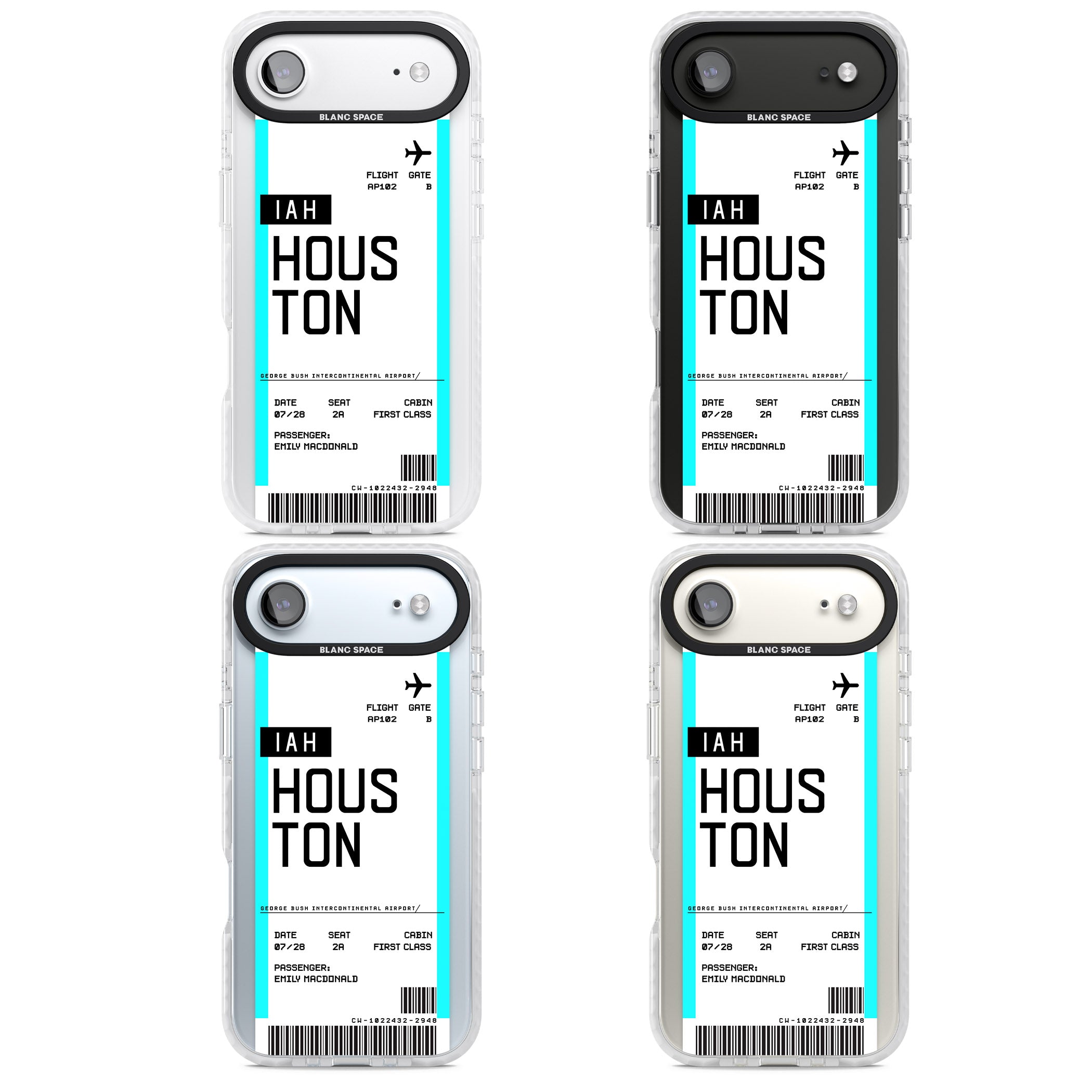 Personalised Houston Boarding Pass iPhone 17 Air Impact Clear Phone Case APT Impact Protection