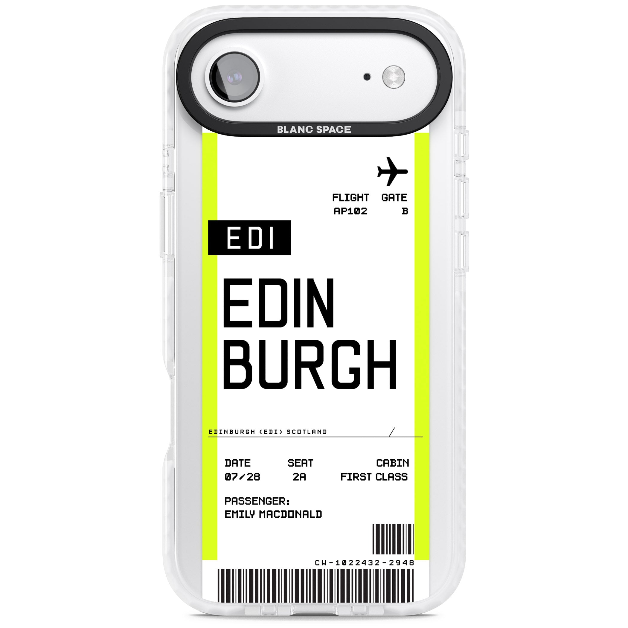 Personalised Edinburgh Boarding Pass iPhone 17 Air Impact Clear Phone Case