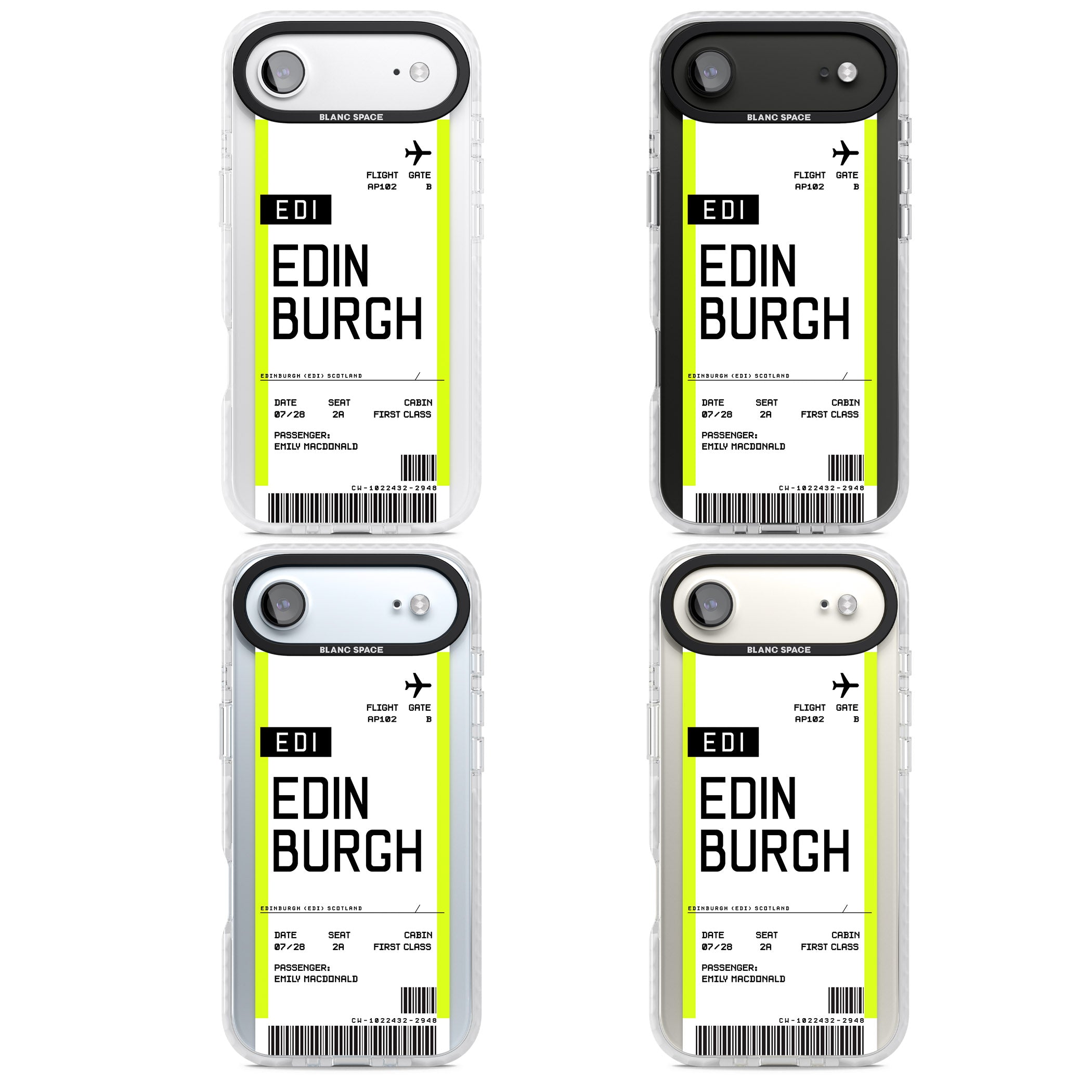 Personalised Edinburgh Boarding Pass iPhone 17 Air Impact Clear Phone Case APT Impact Protection