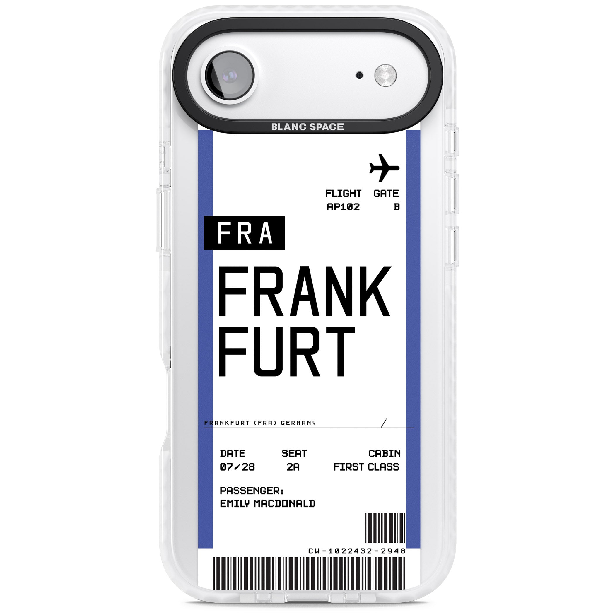 Personalised Frankfurt Boarding Pass iPhone 17 Air Impact Clear Phone Case