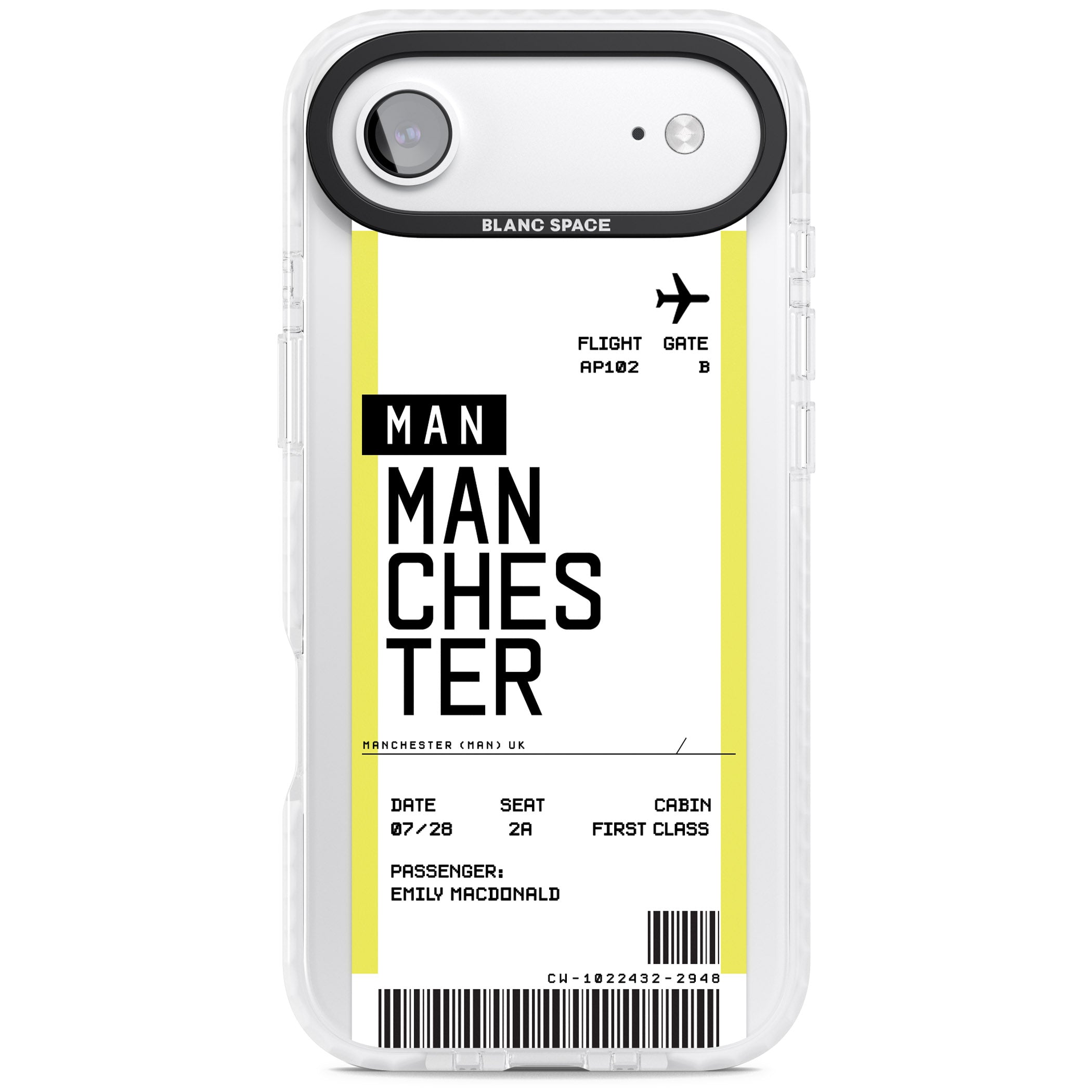 Personalised Manchester Boarding Pass iPhone 17 Air Impact Clear Phone Case